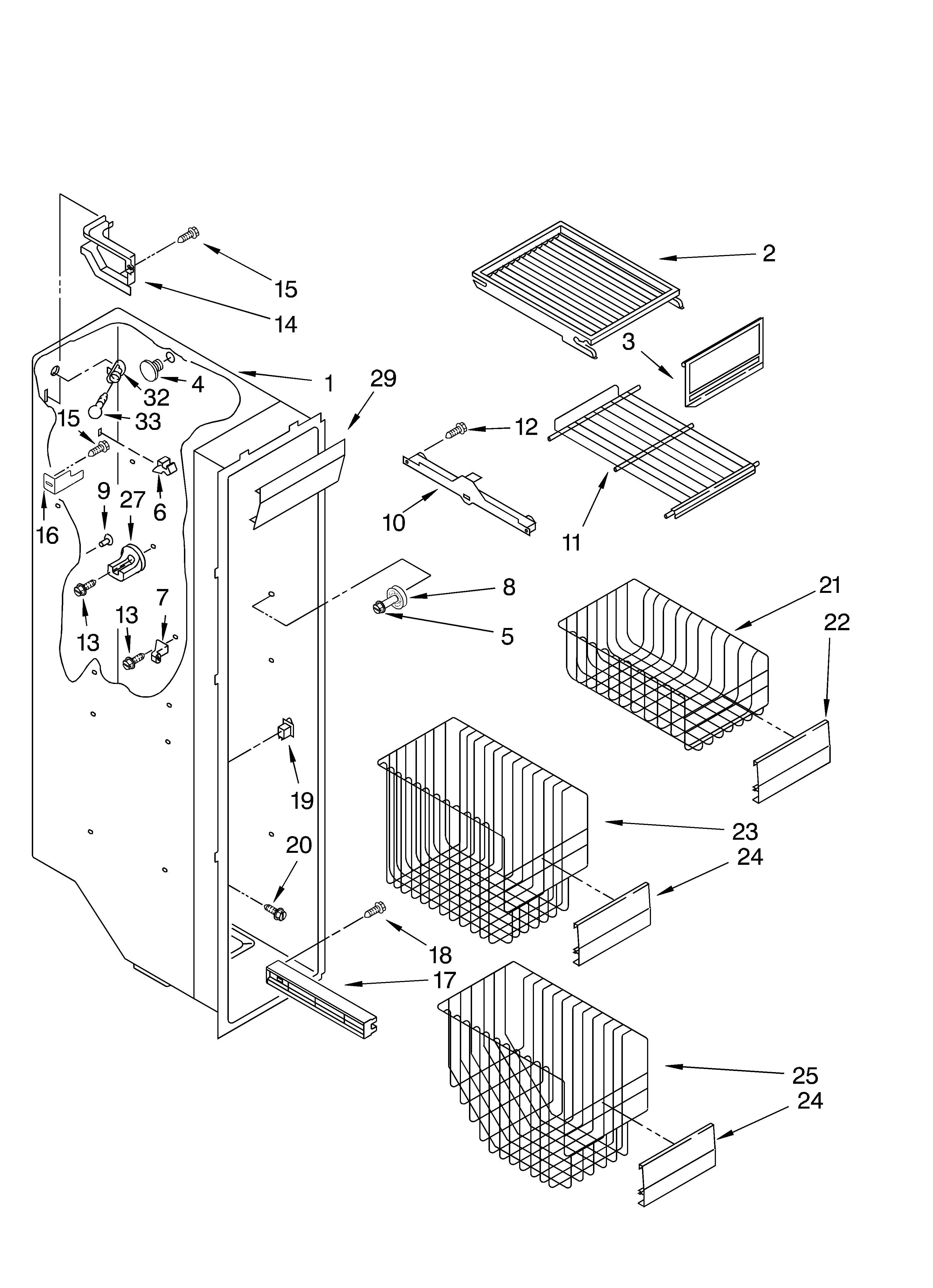 KitchenAid 4KSRS27CHT01 freezer liner diagram