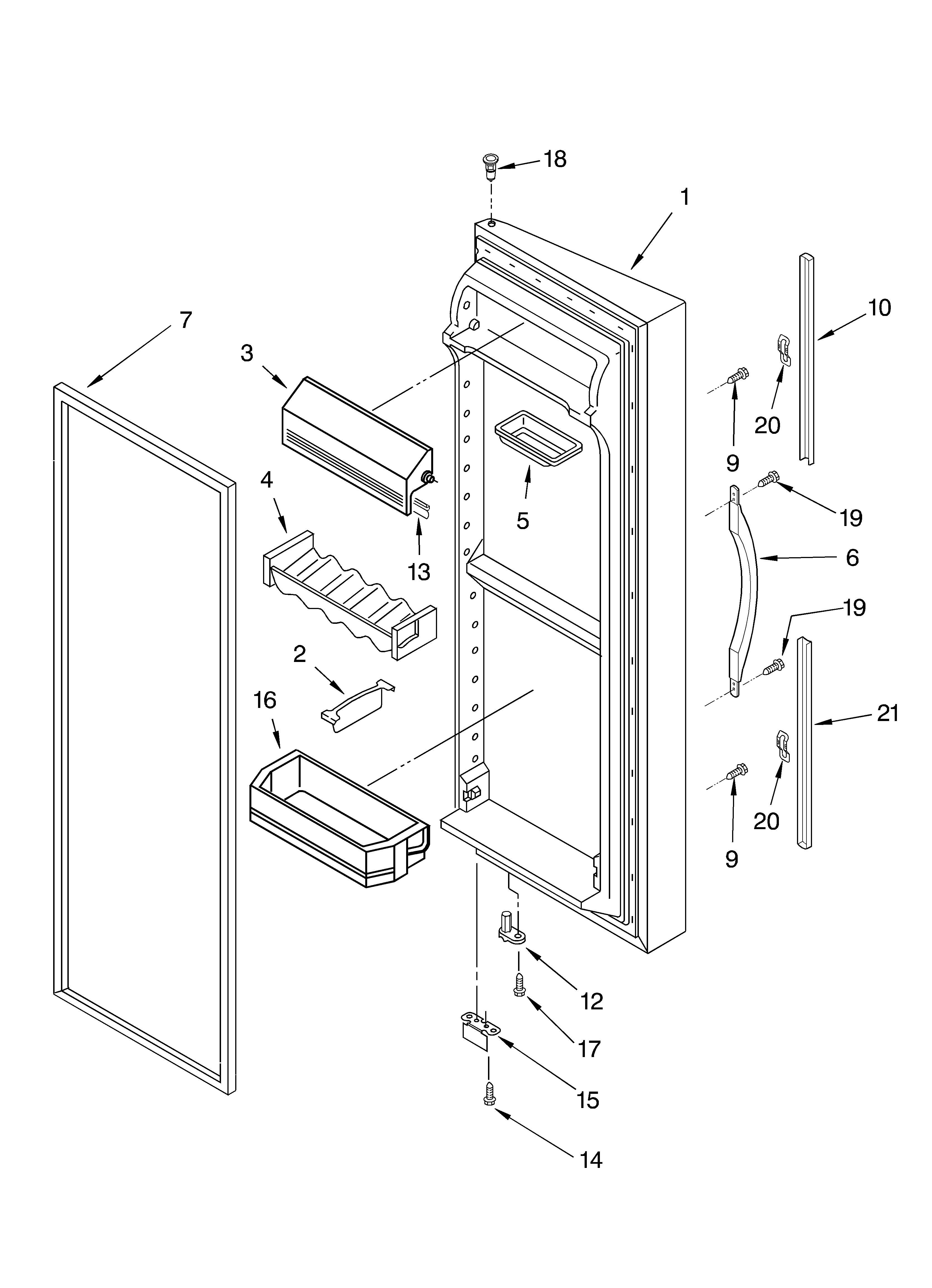 KitchenAid 4KSRS27CHT01 refrigerator door diagram