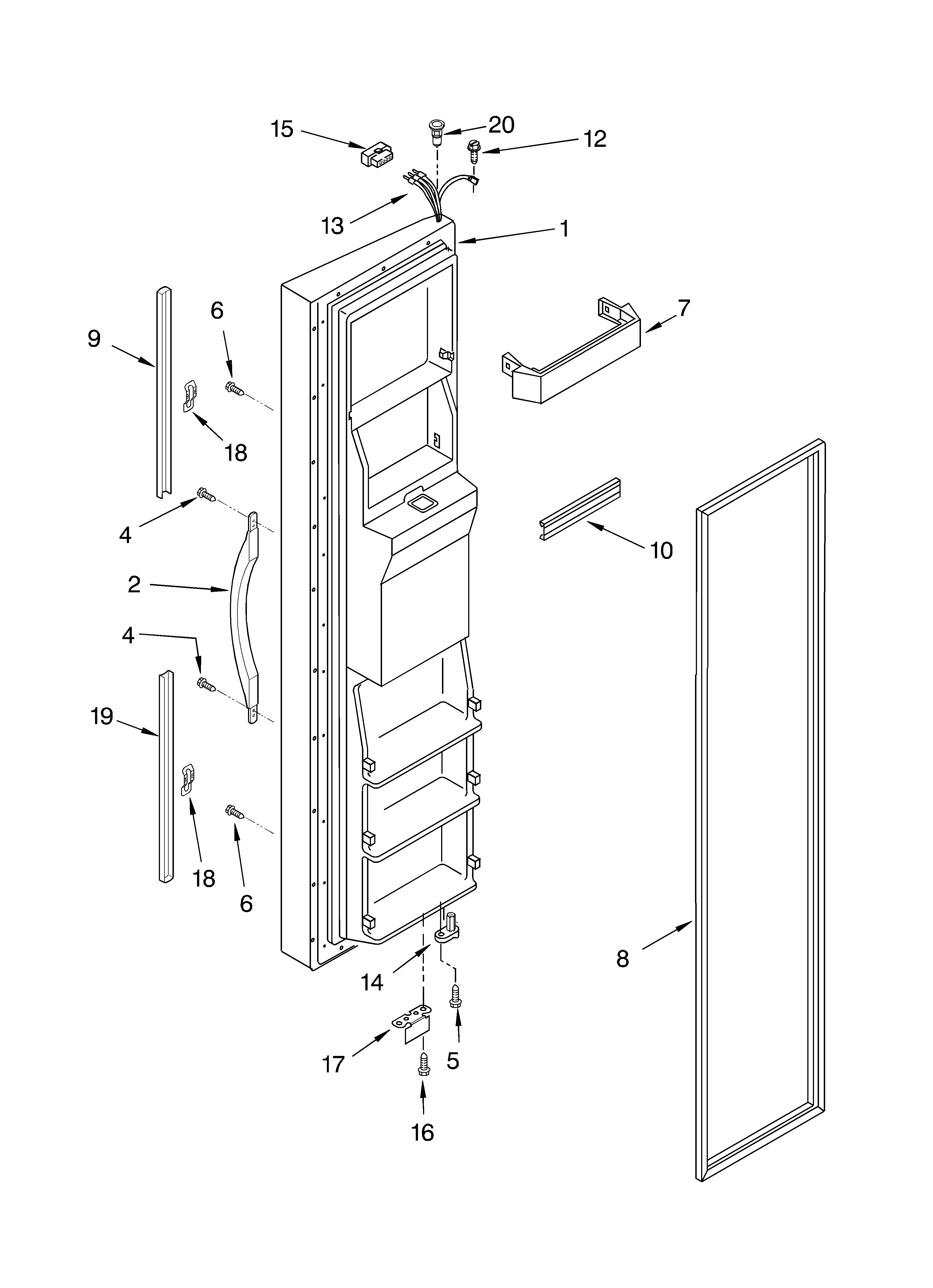 KitchenAid 4KSRS27CHT01 freezer door diagram