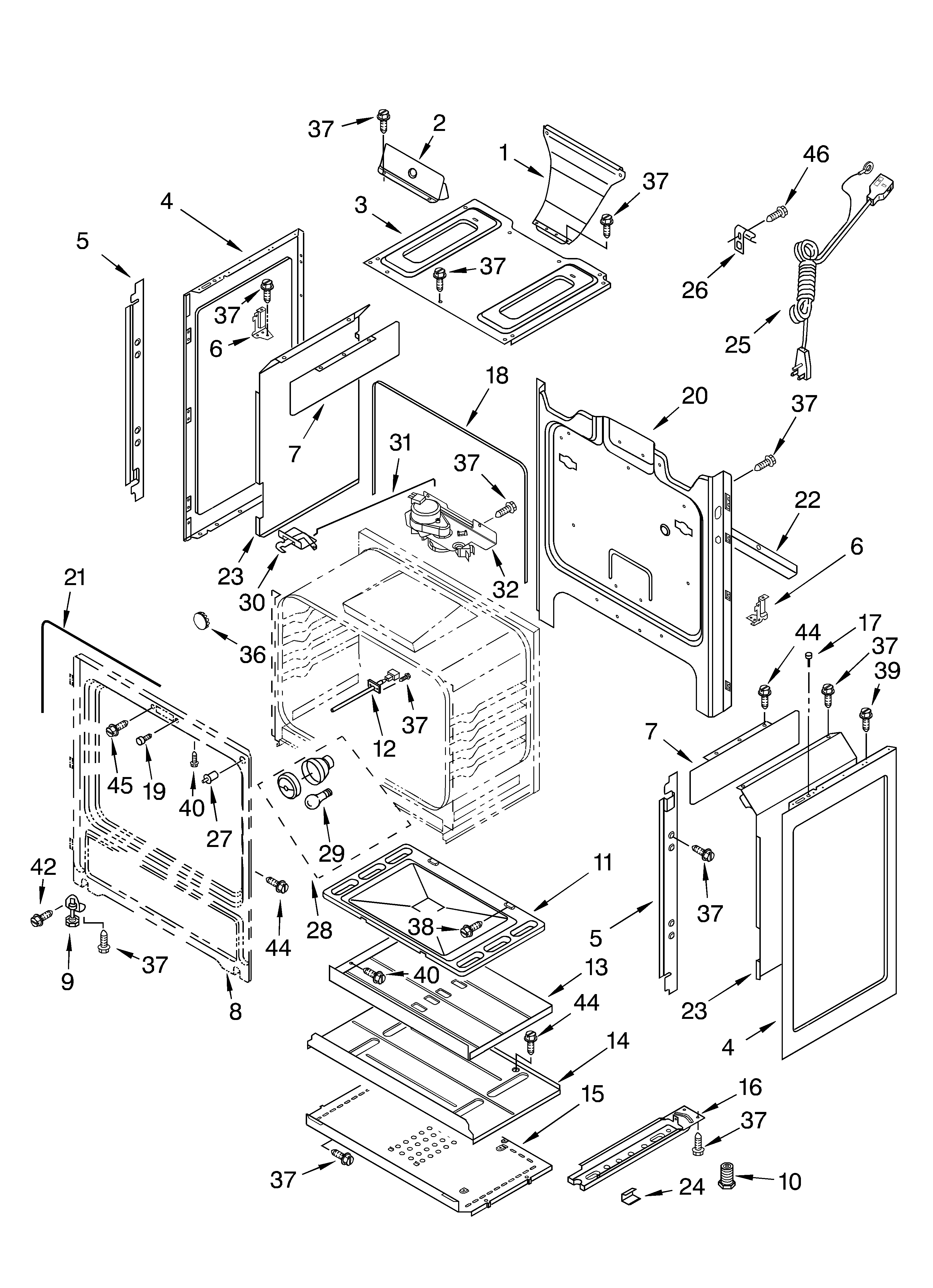 Whirlpool SF369LEKT0 chassis diagram