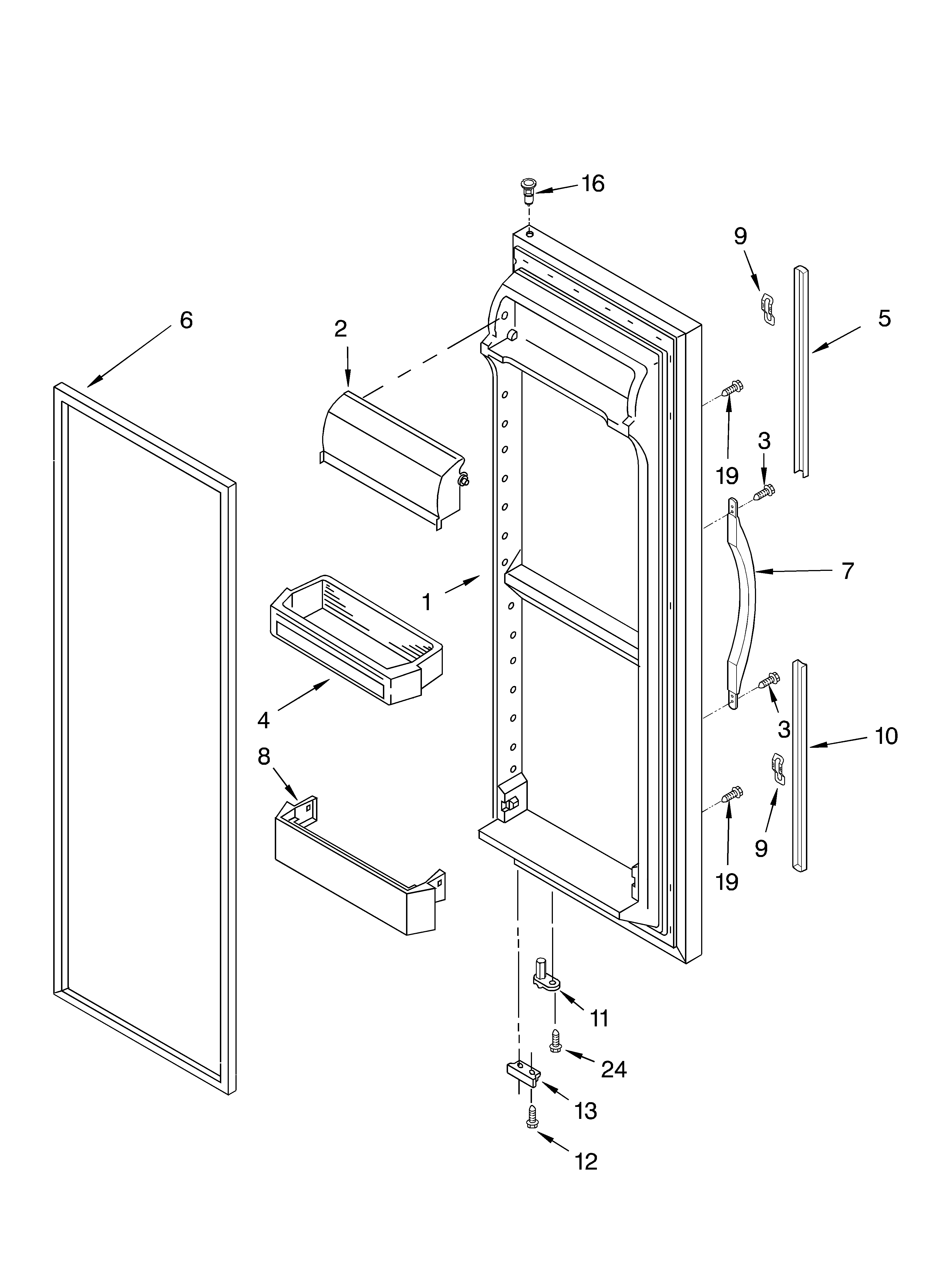 Whirlpool ED22PEXHW00 refrigerator door diagram