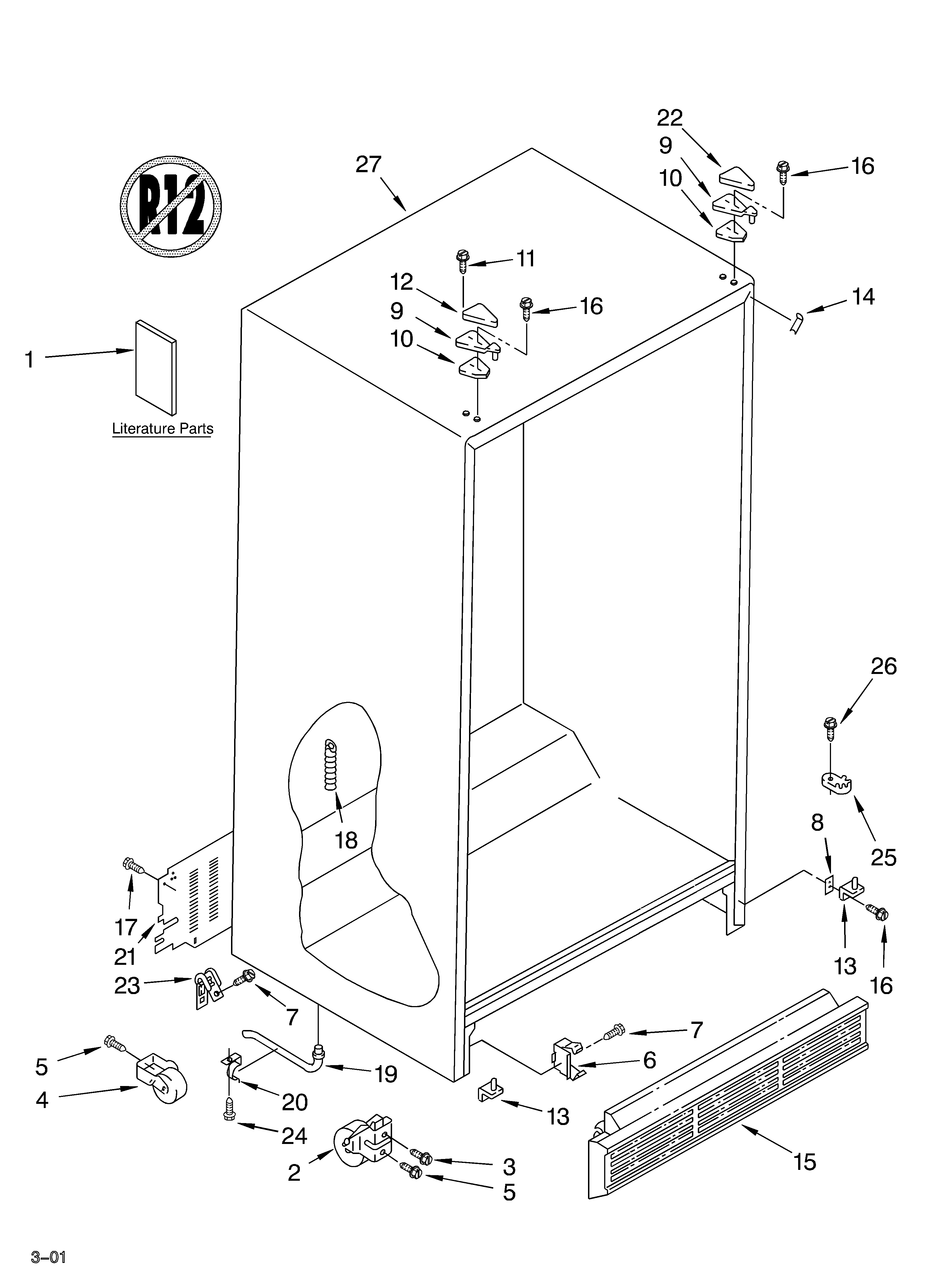 Whirlpool ED22PEXHT01 cabinet/literature diagram