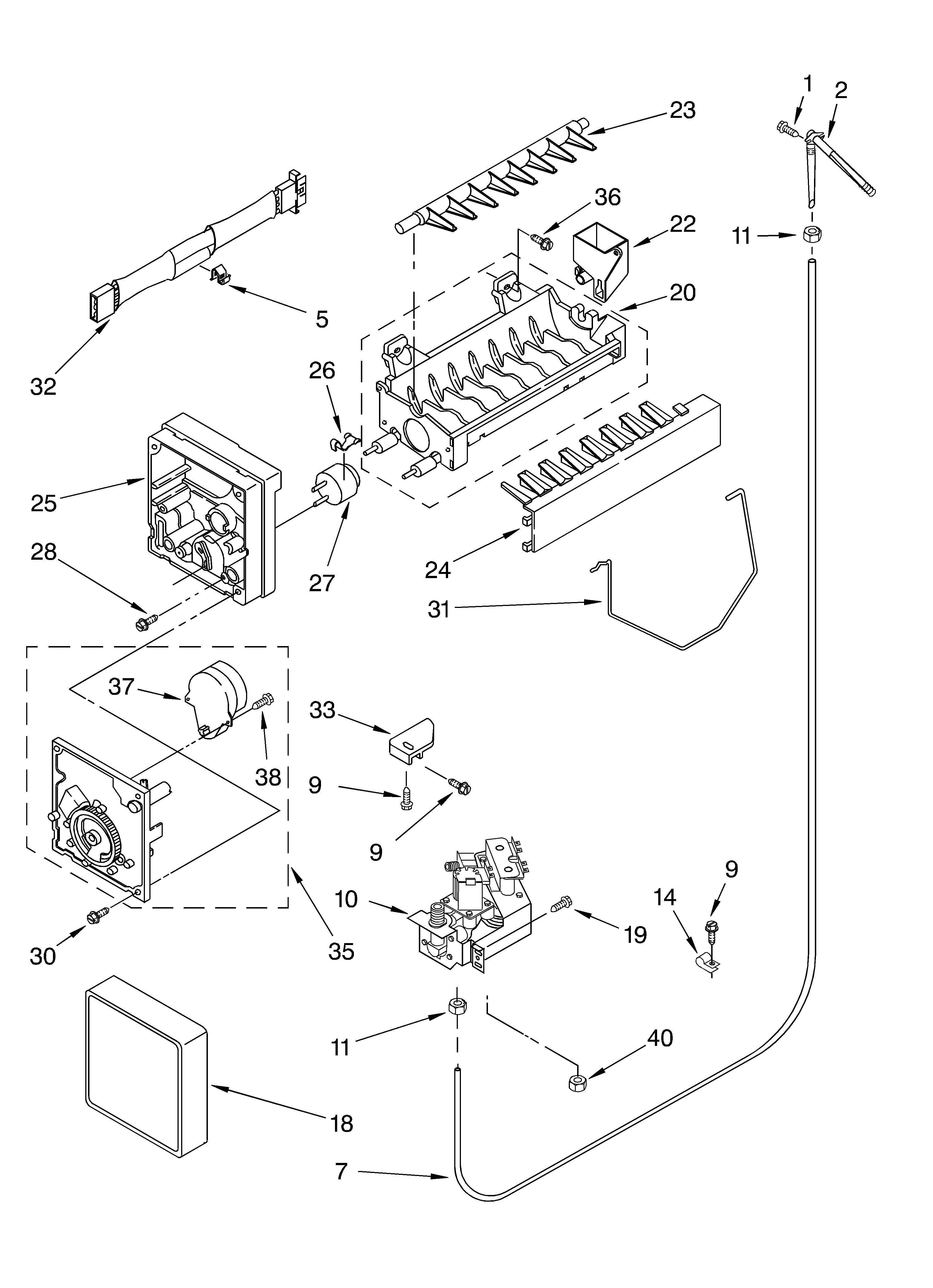 Whirlpool ED22PEXHT01 icemaker/optional diagram