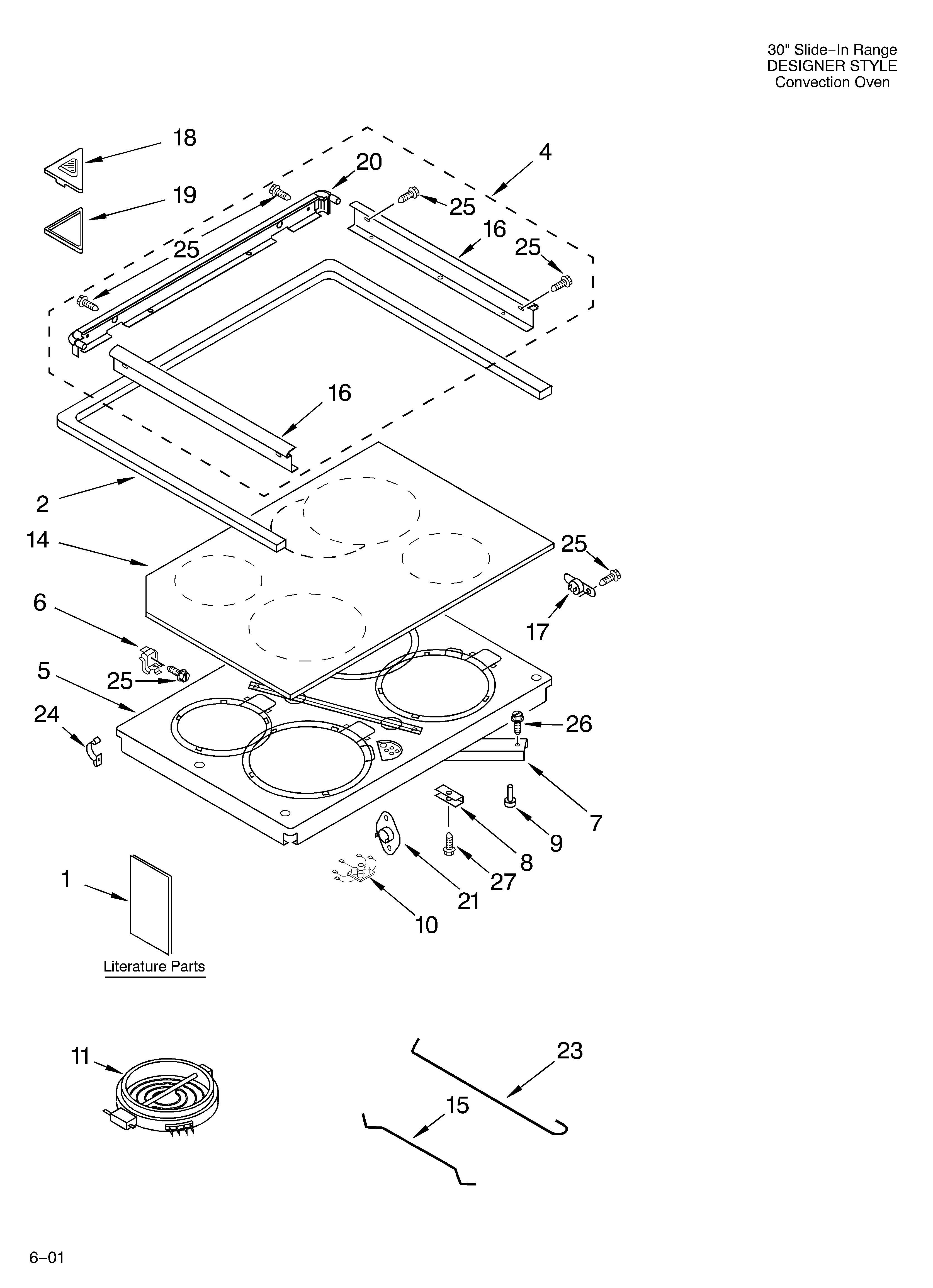 KitchenAid KESH307HWH6 cooktop/literature diagram