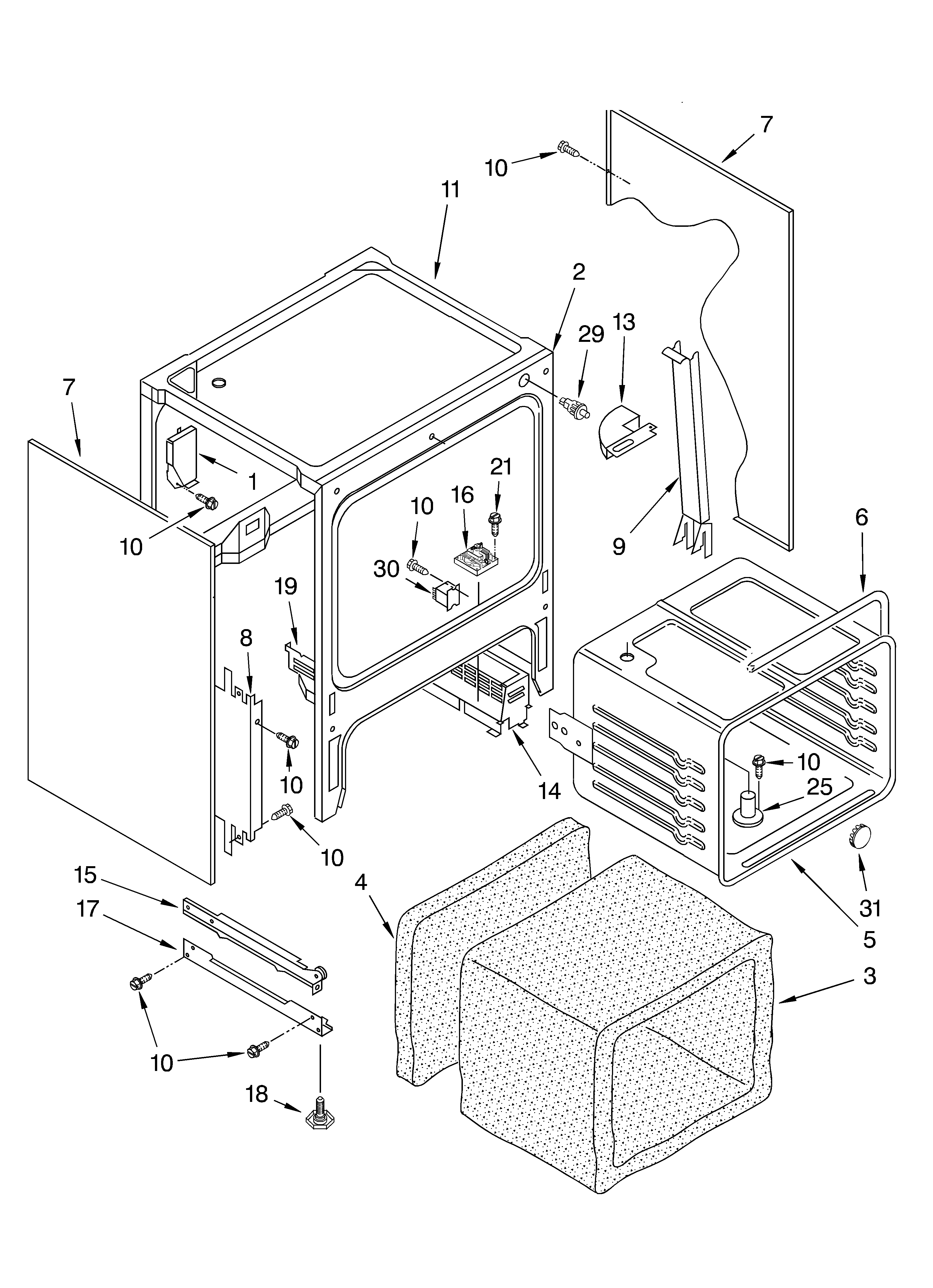 KitchenAid KESH307HWH6 oven chassis diagram