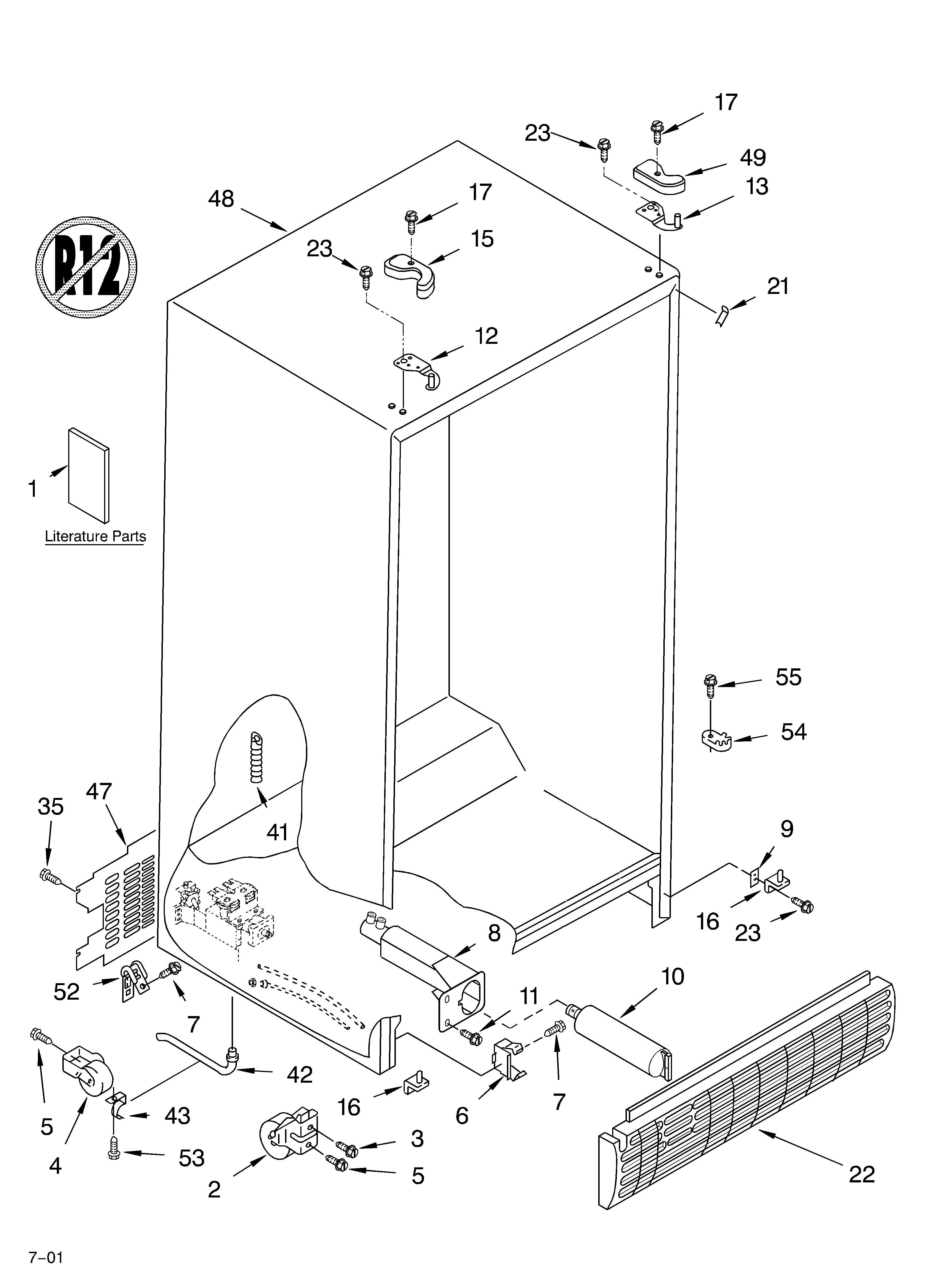 Crosley CS25AFXKT00 cabinet/literature diagram