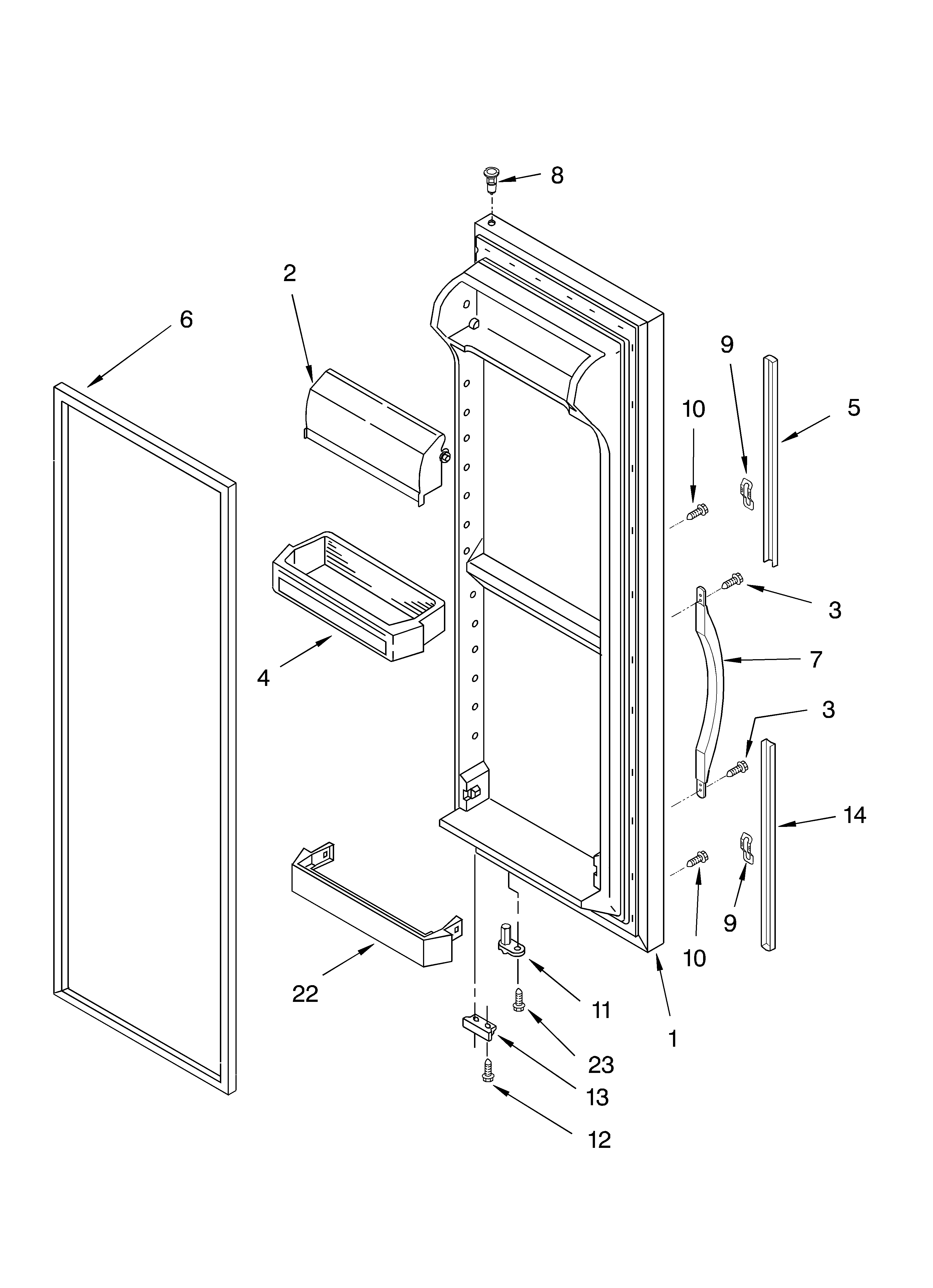 Crosley CS25AFXKT00 refrigerator door diagram