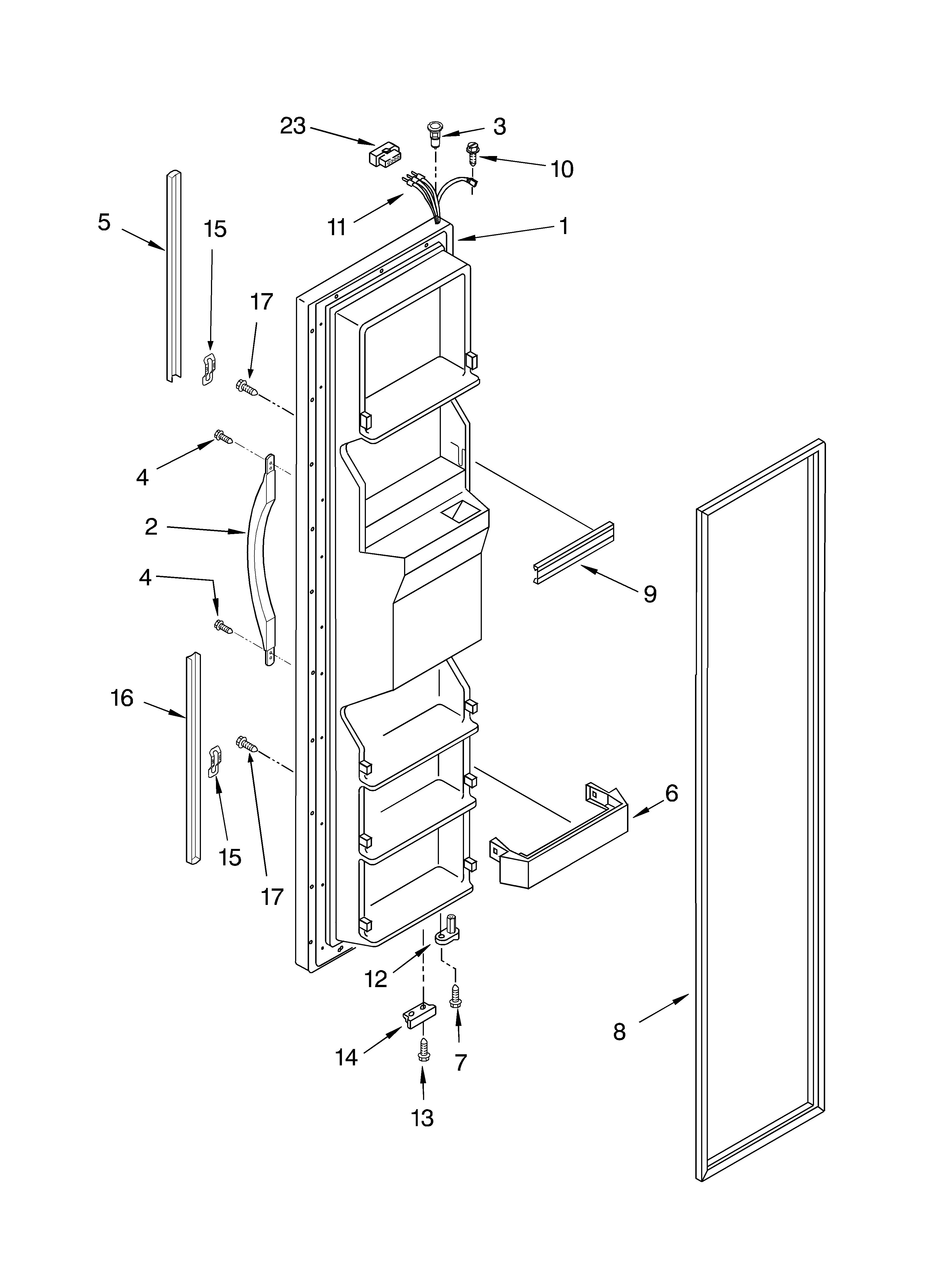 Crosley CS25AFXKT00 freezer door diagram