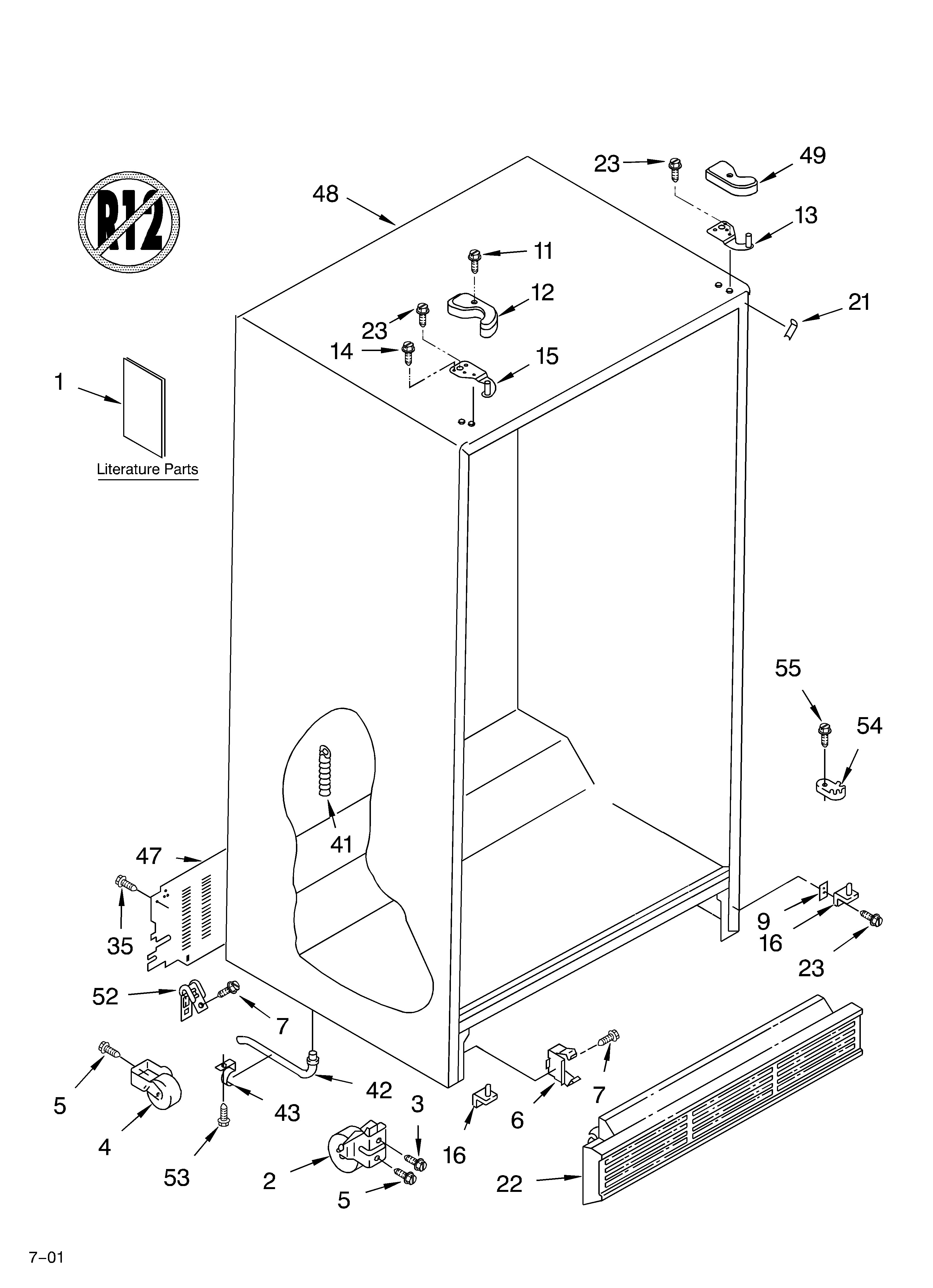 Whirlpool ED5CHQXKT00 cabinet/literature diagram