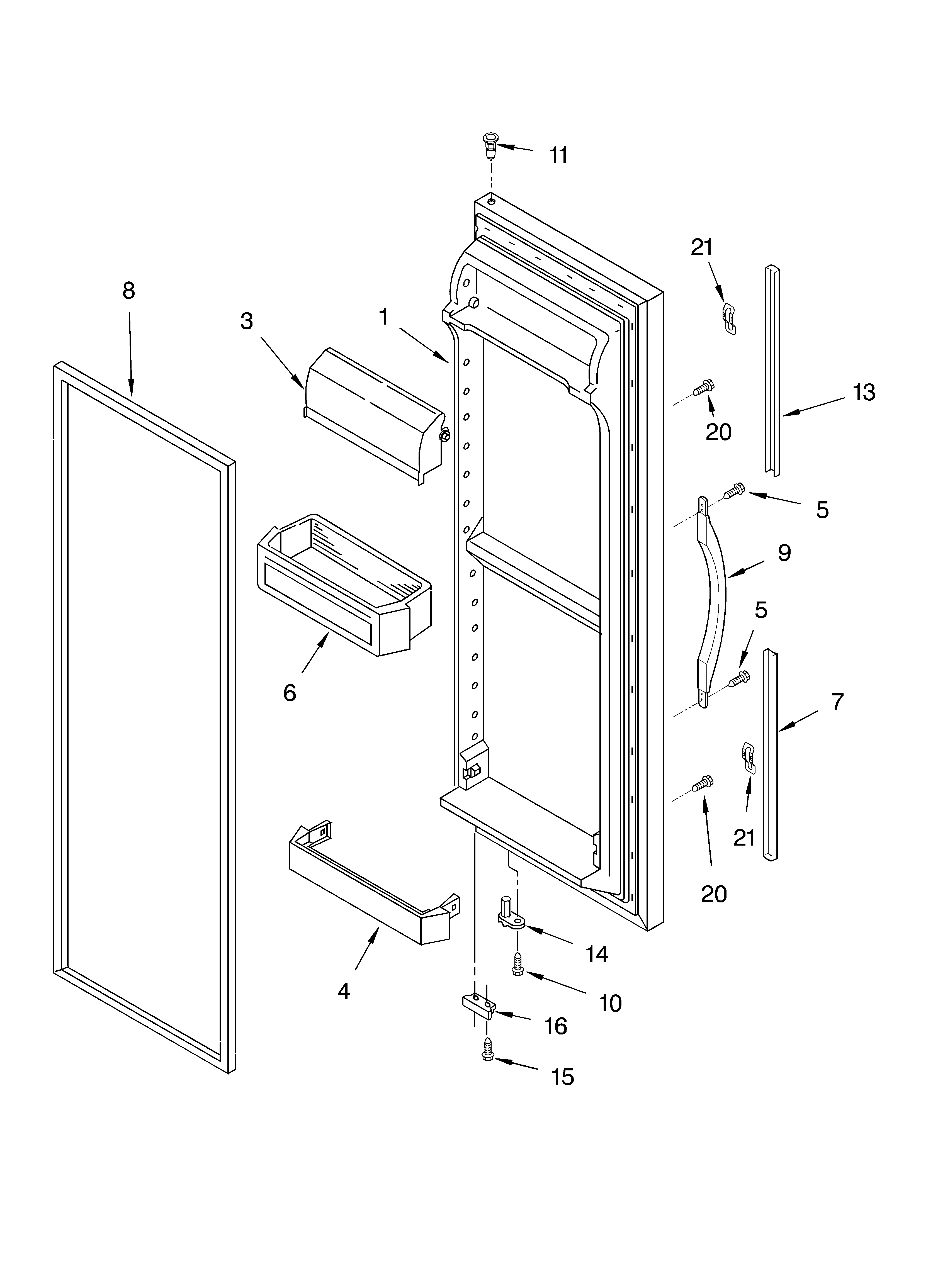 Whirlpool ED5CHQXKT00 refrigerator door diagram