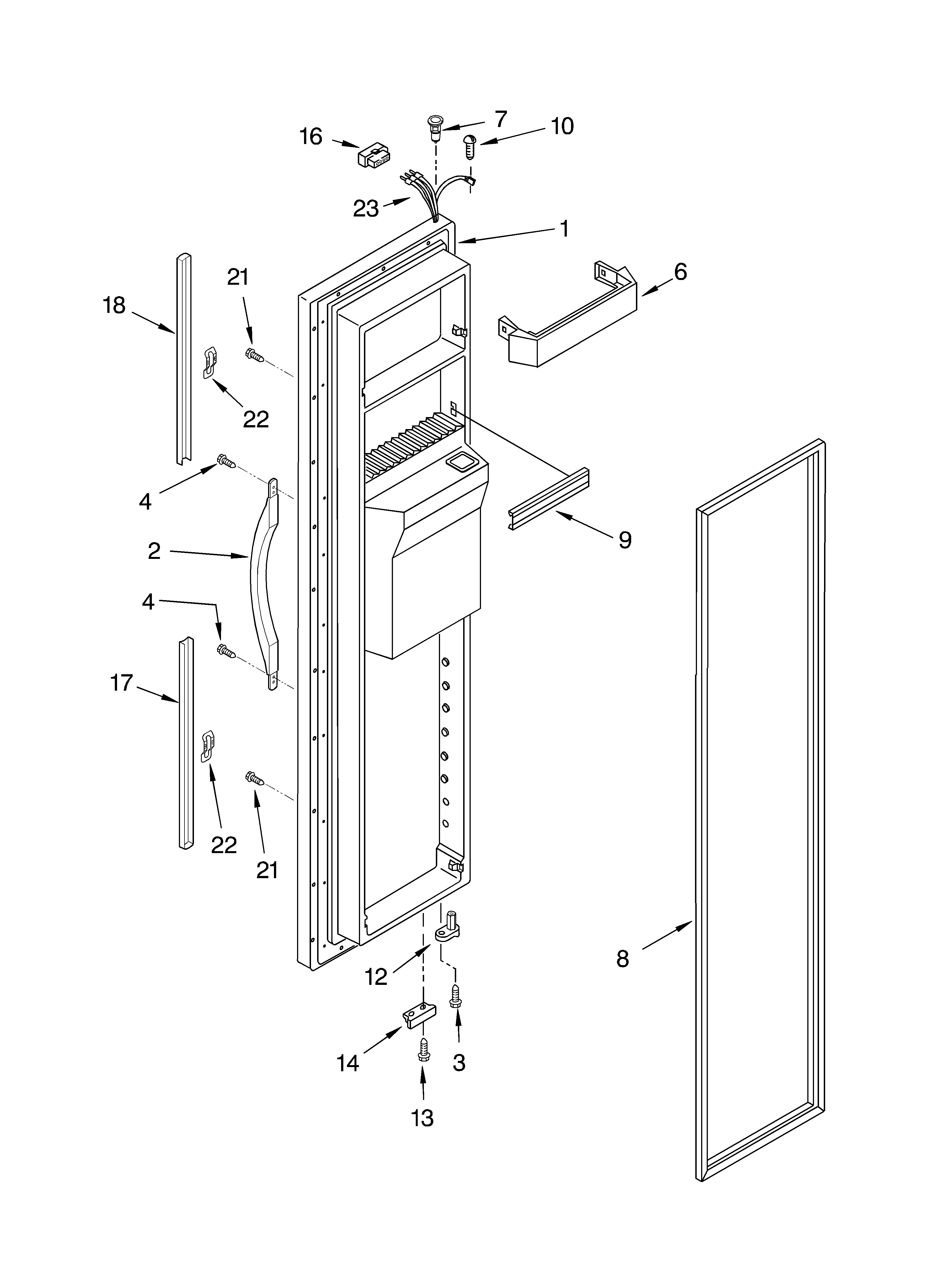 Whirlpool ED5CHQXKT00 freezer door diagram