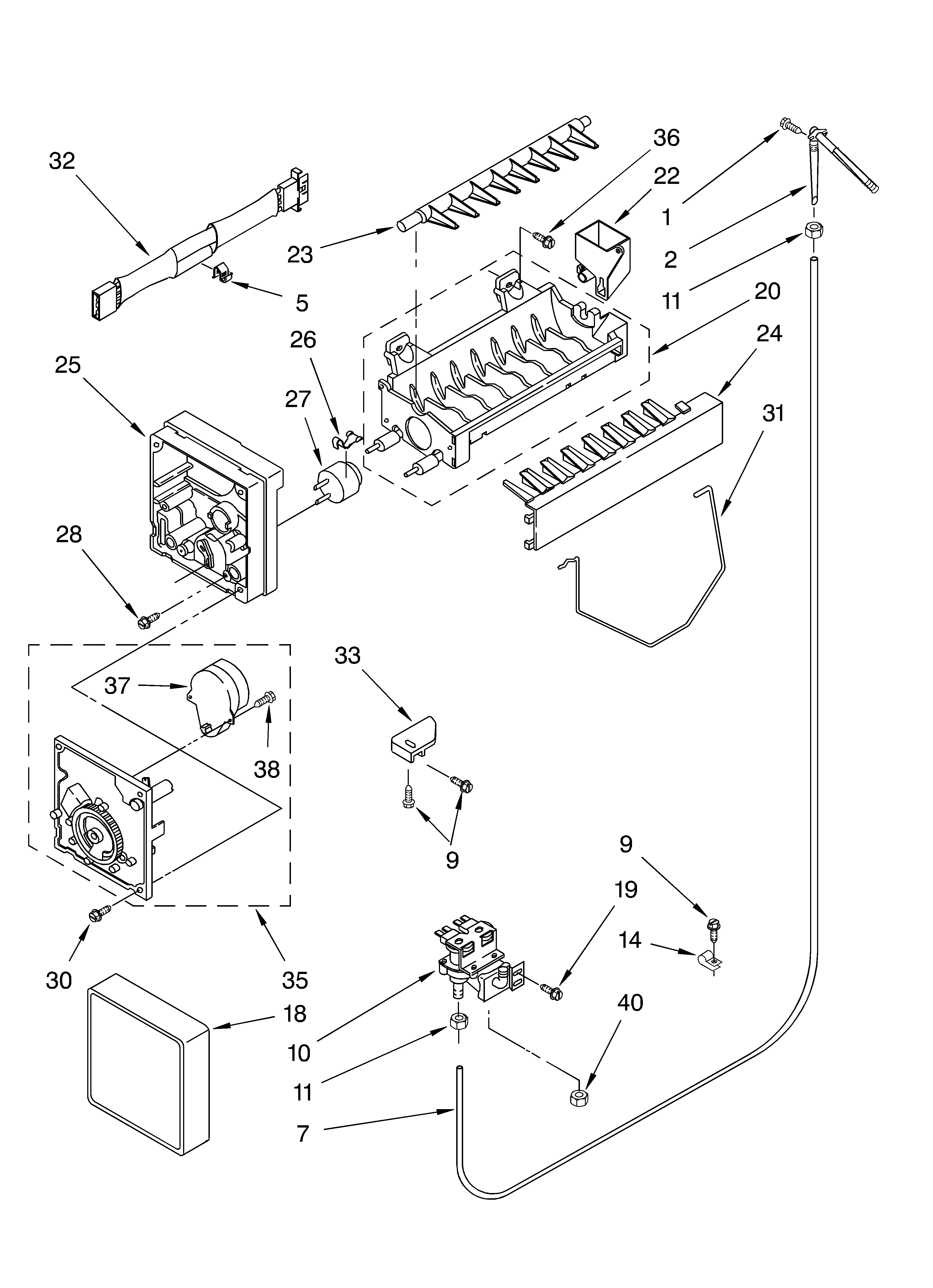 Whirlpool ED5CHQXKT00 icemaker/optional diagram