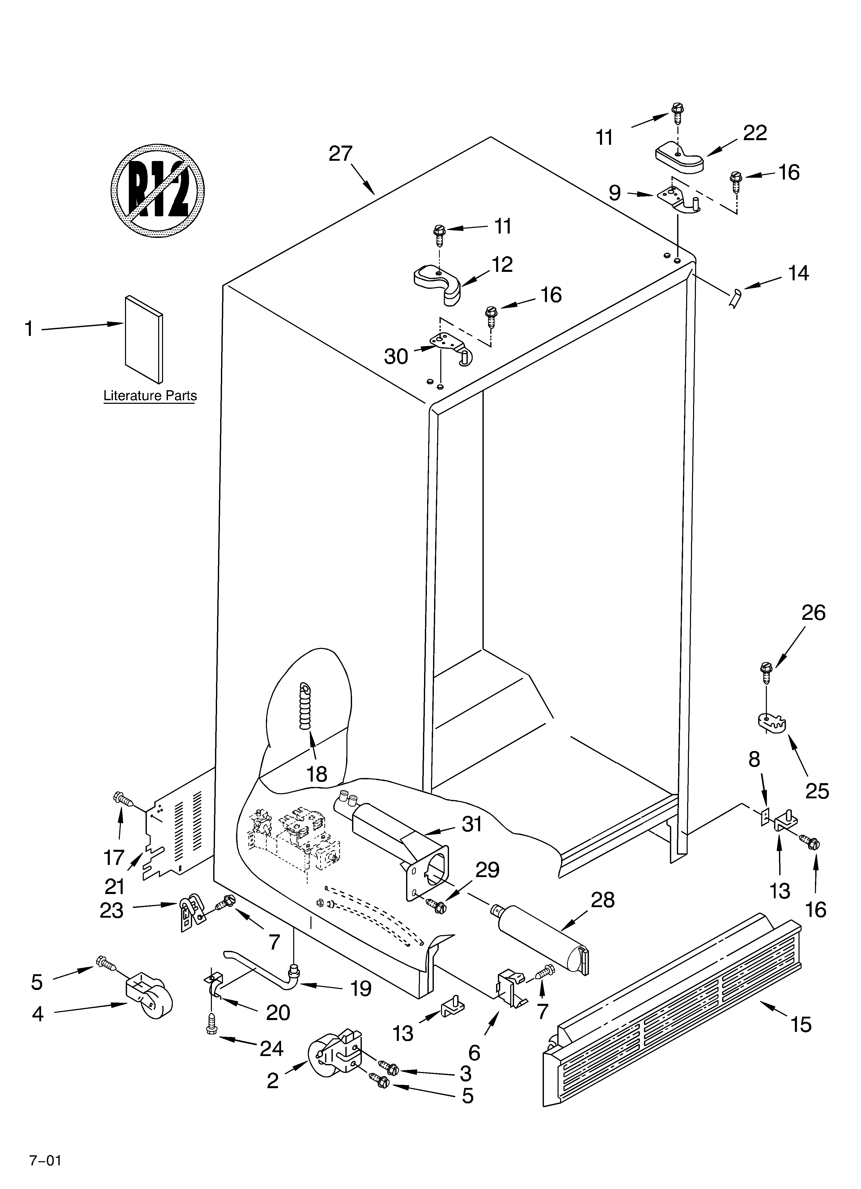 Crosley CS22AFXKQ00 cabinet/literature diagram
