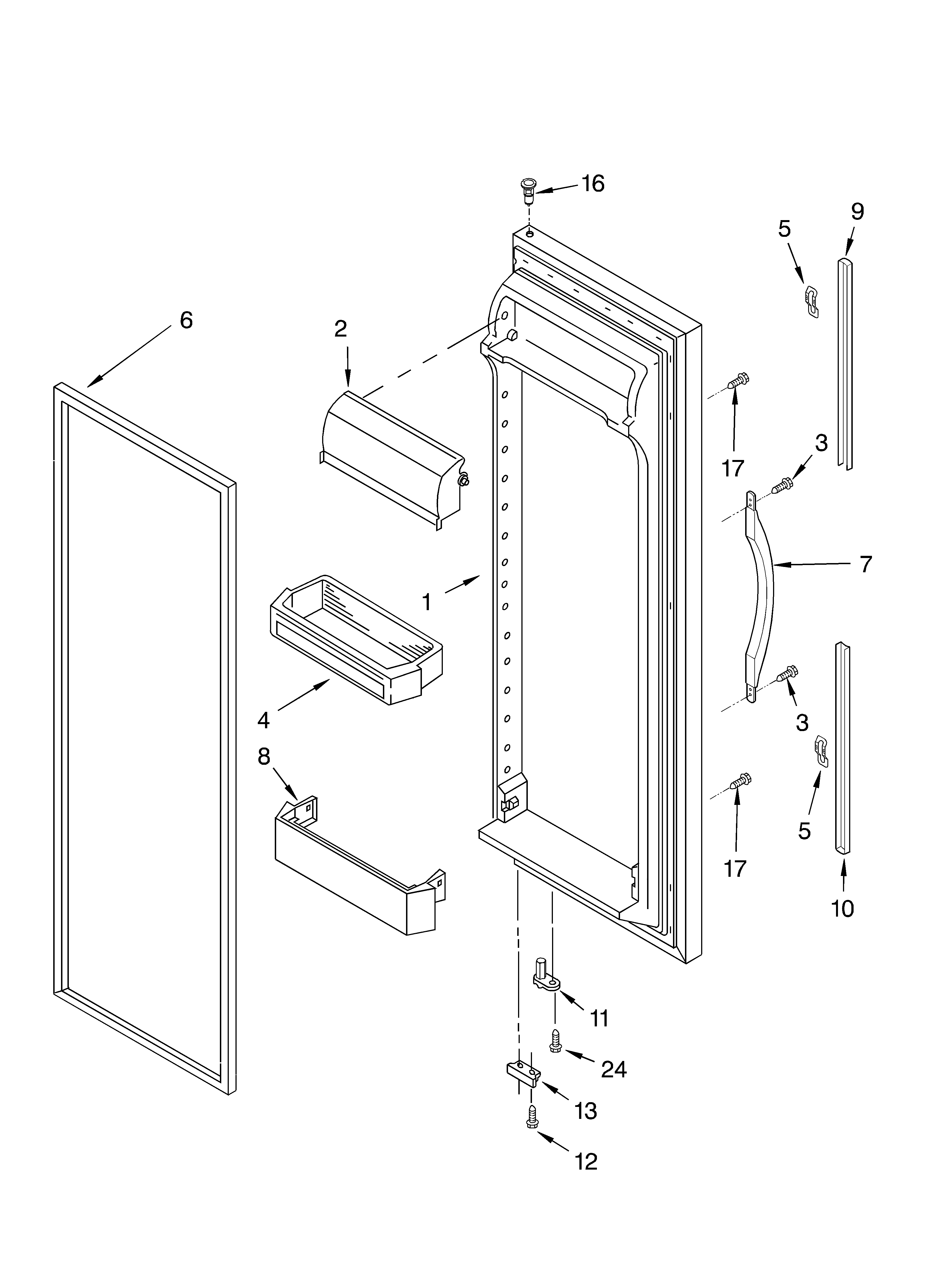 Crosley CS22AFXKQ00 refrigerator door diagram