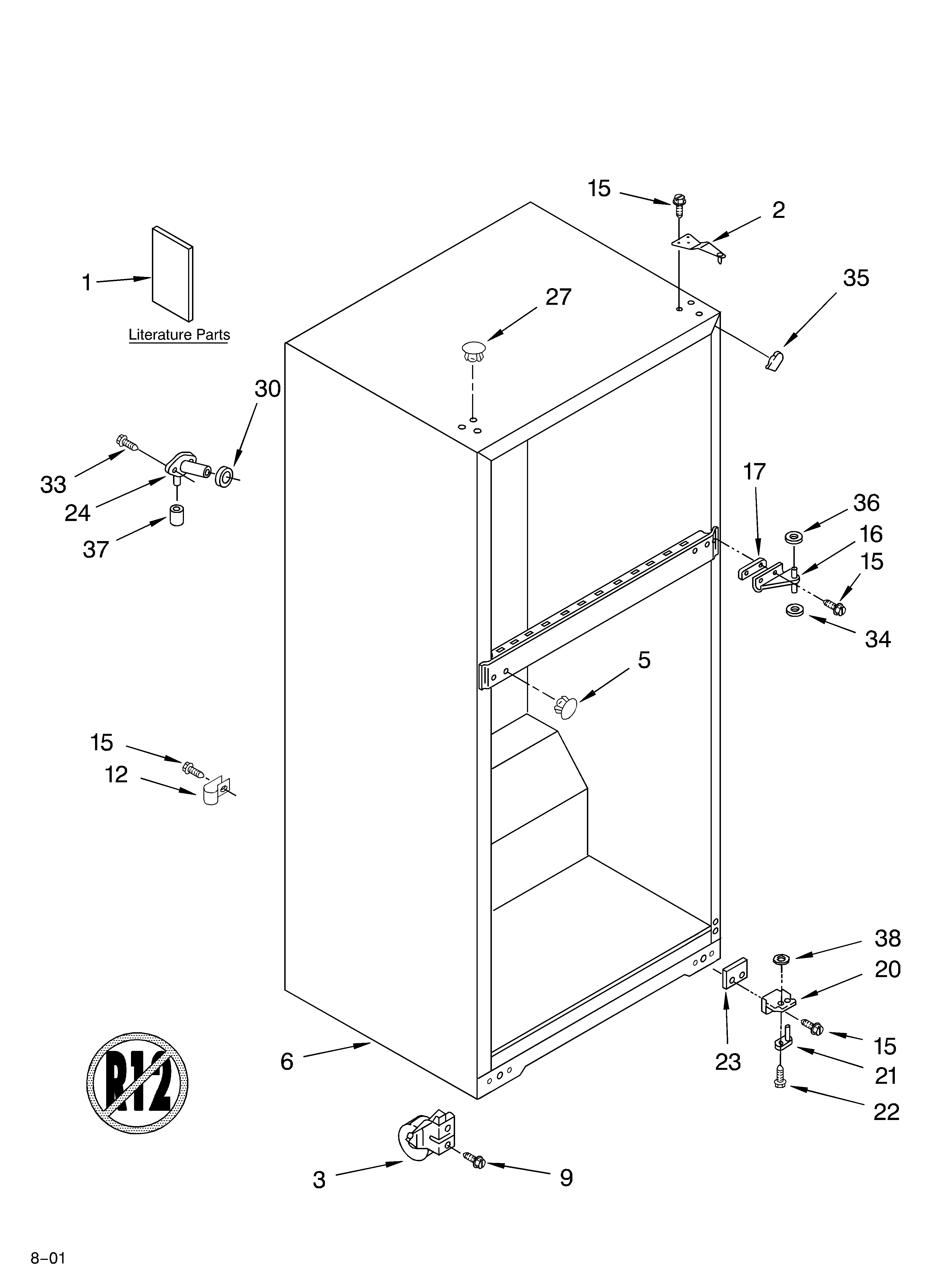 Roper RT16ZKXKQ00 cabinet/literature diagram