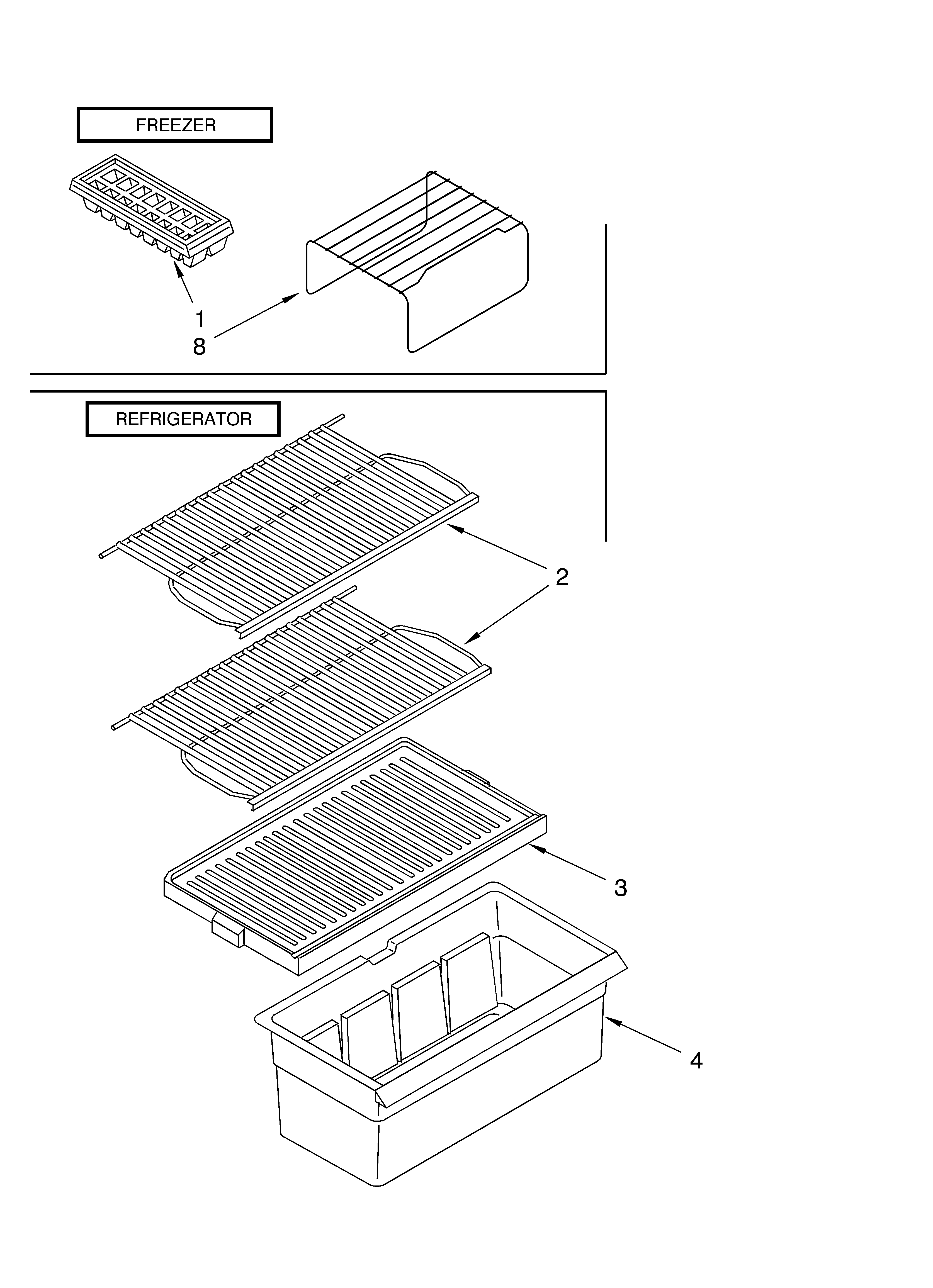 Roper RT16ZKXKQ00 shelf/optional diagram