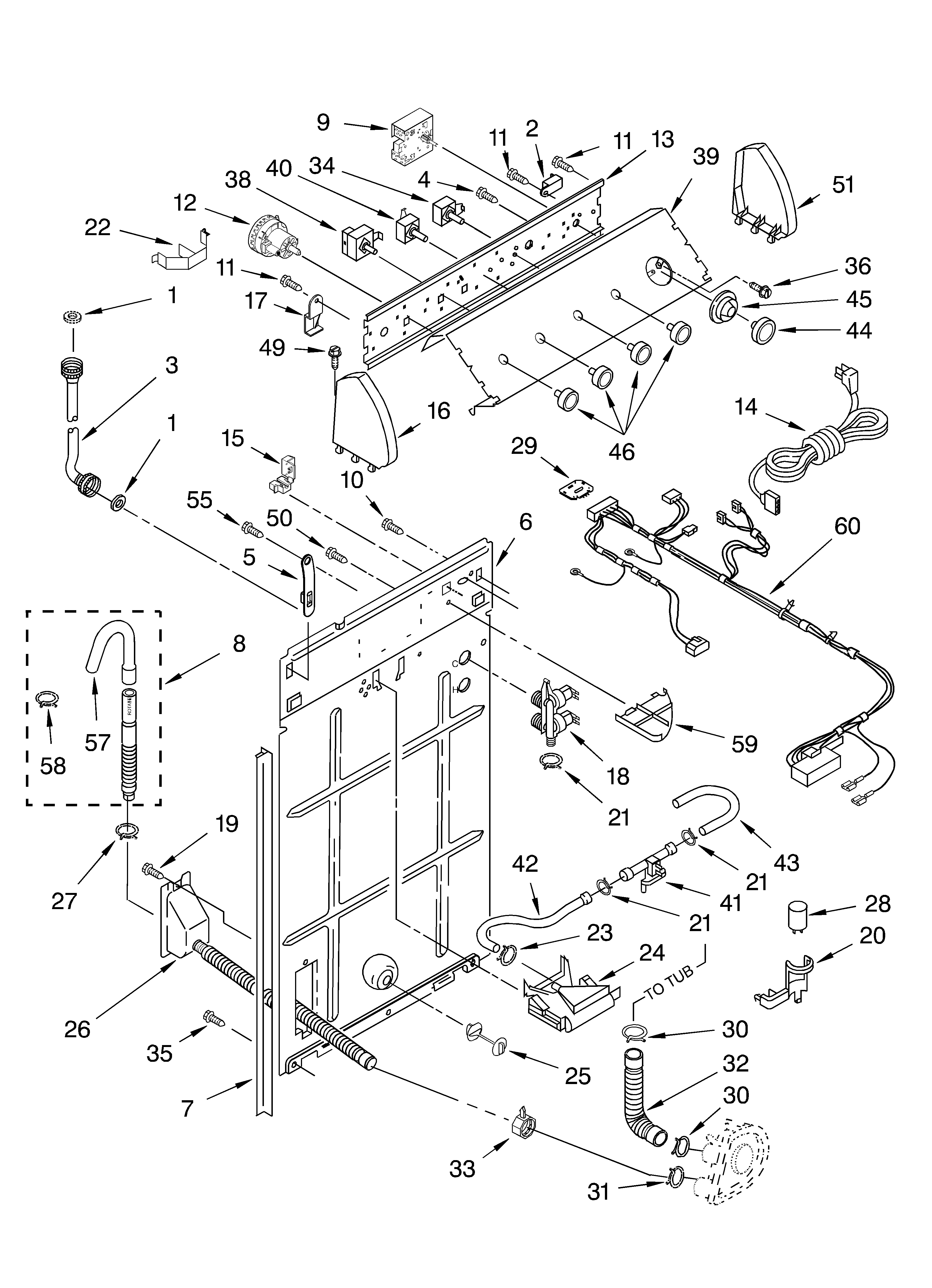 Whirlpool GSQ9611KT1 controls and rear panel diagram