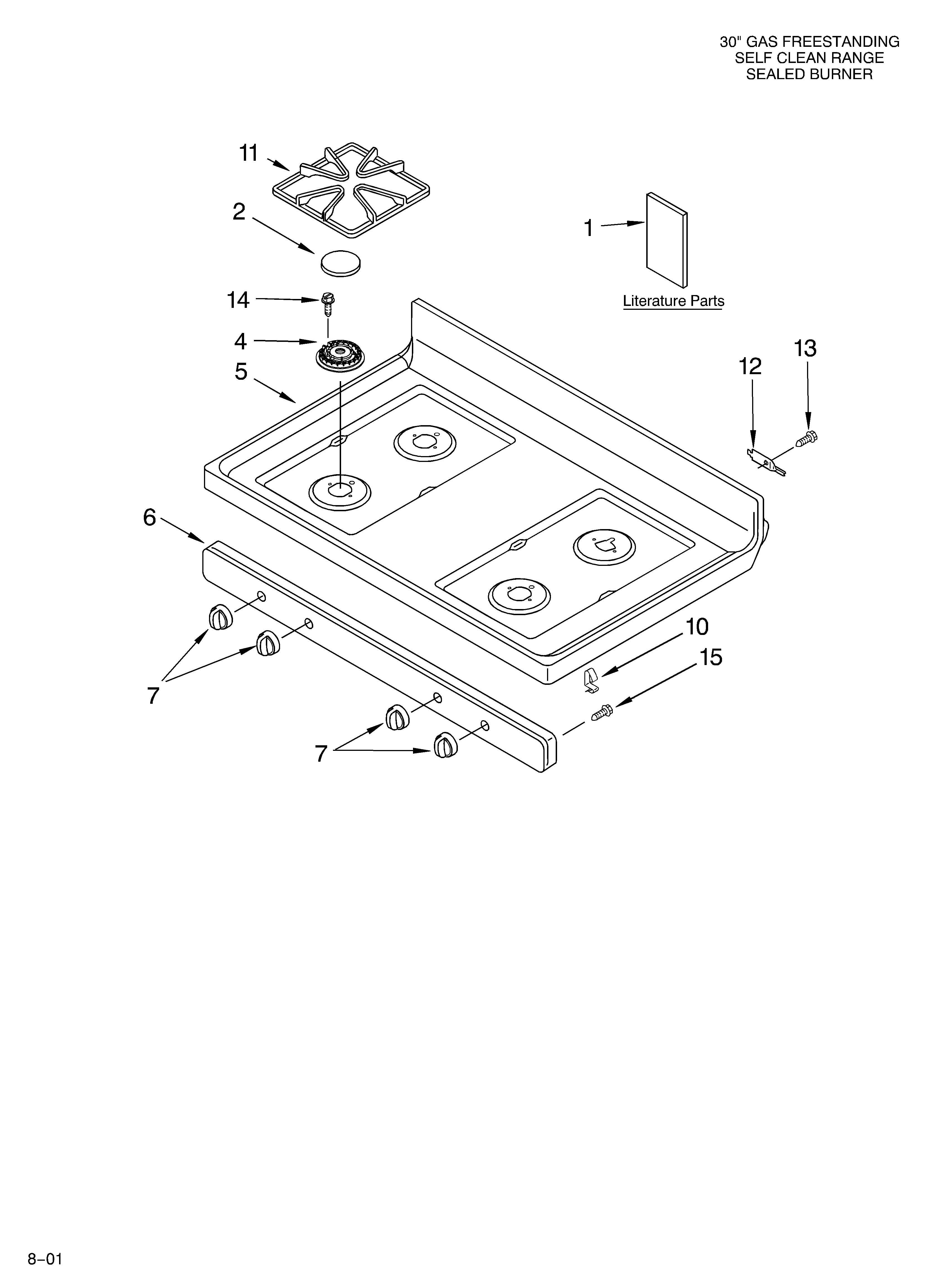 Whirlpool SF356BEKW0 cooktop/literature diagram