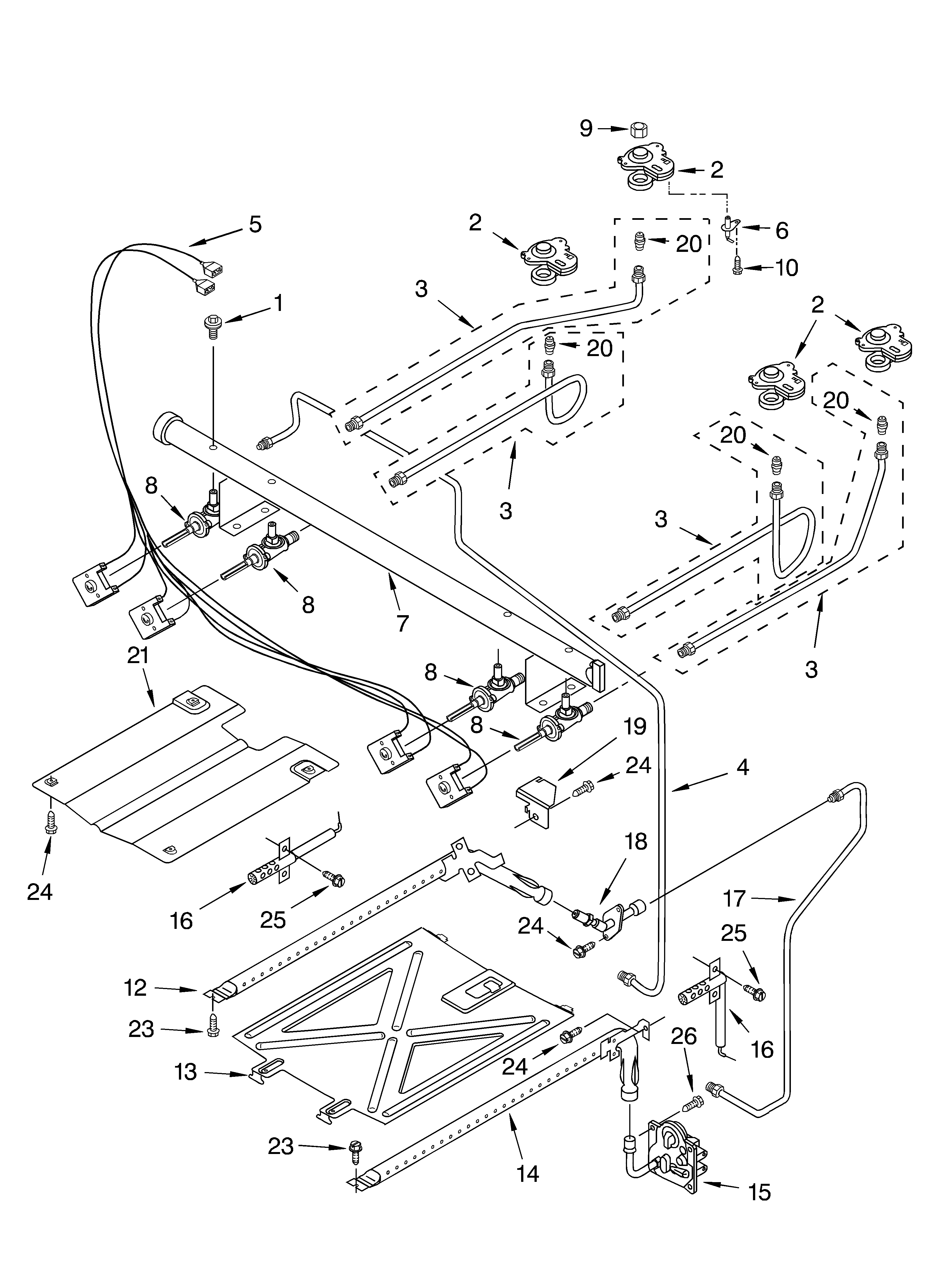 Whirlpool SF356BEKW0 manifold diagram