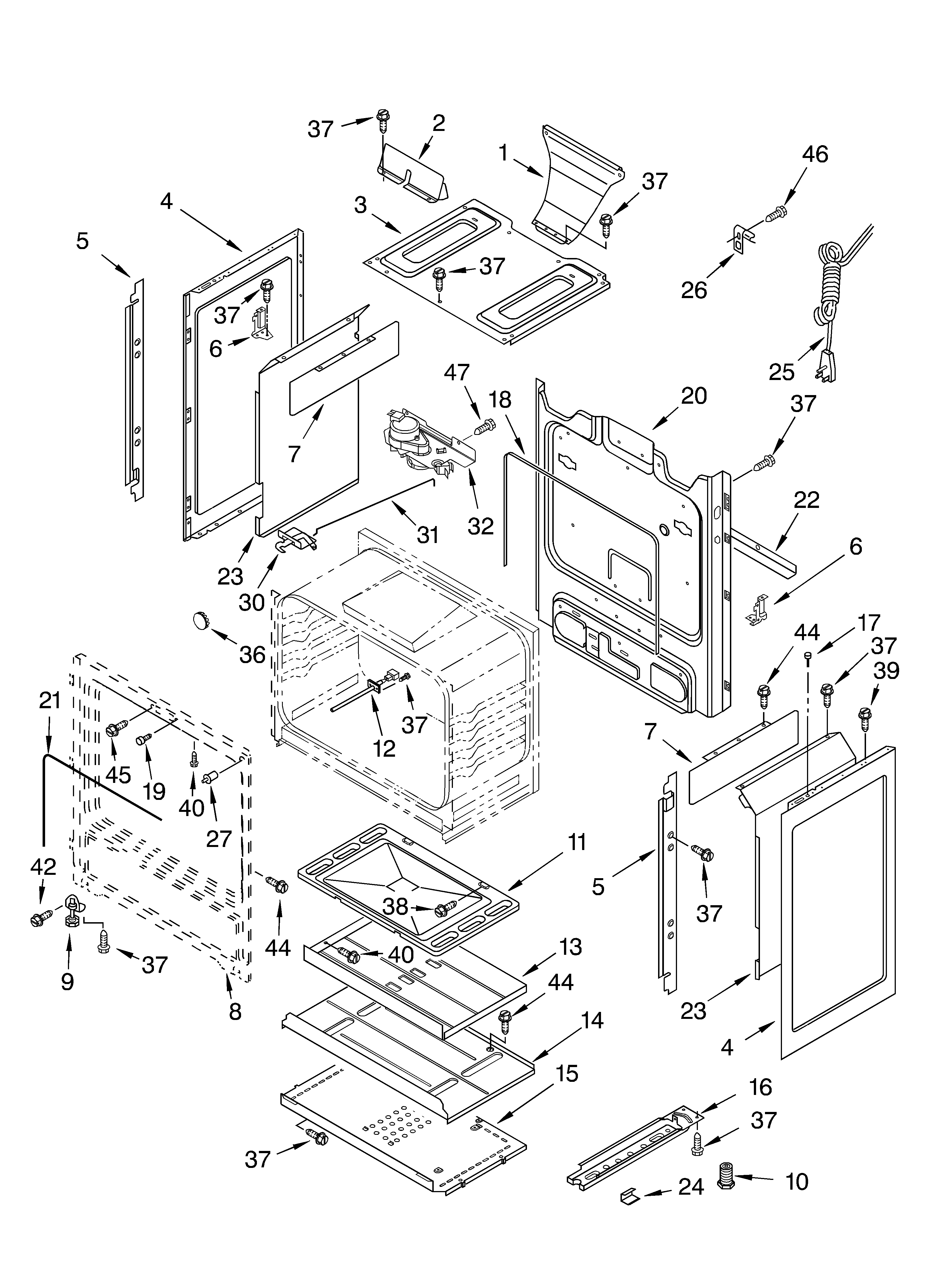 Whirlpool SF356BEKW0 chassis diagram