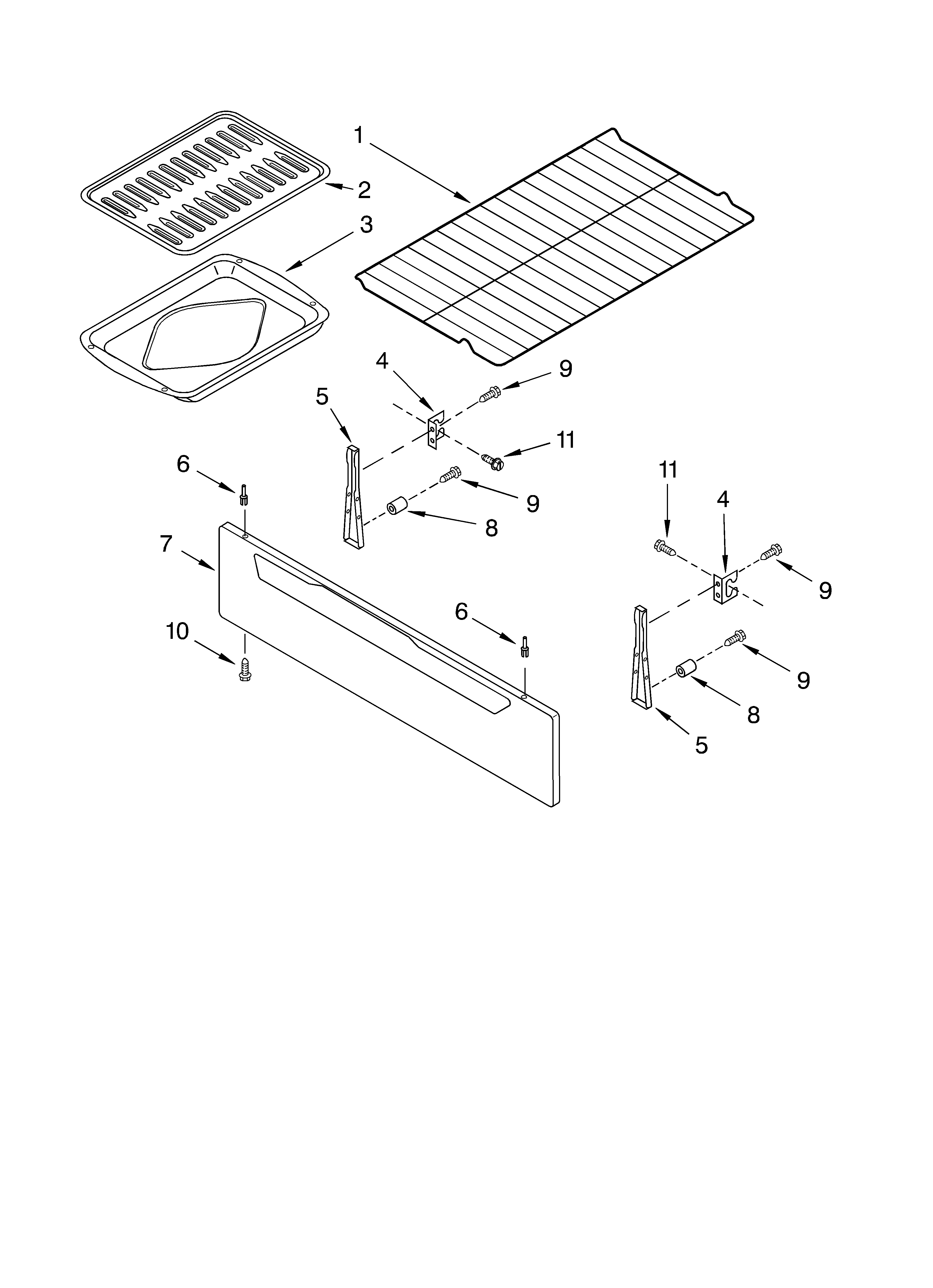 Whirlpool SF356BEKW0 drawer & broiler diagram