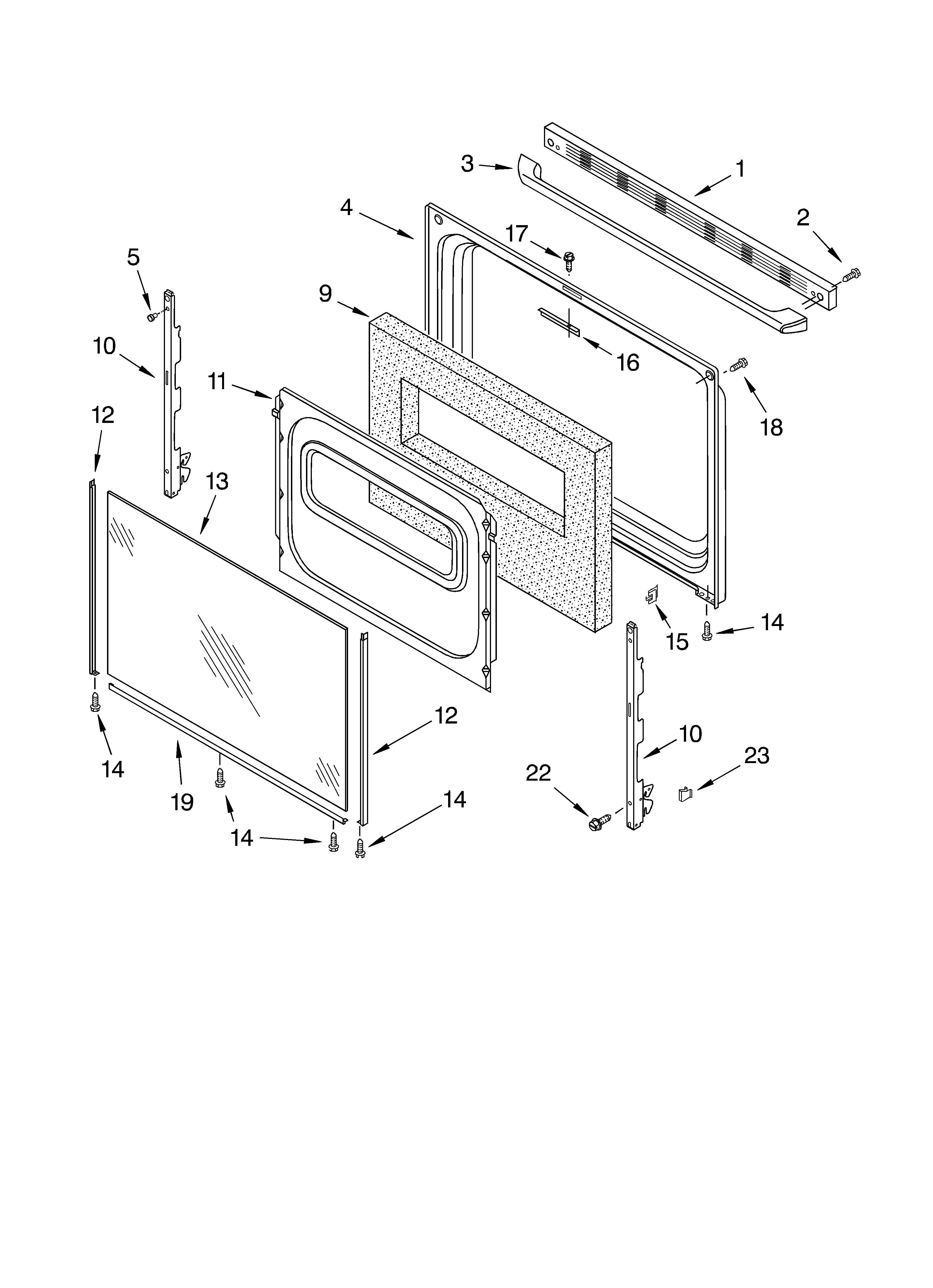 Whirlpool SF356BEKW0 door diagram