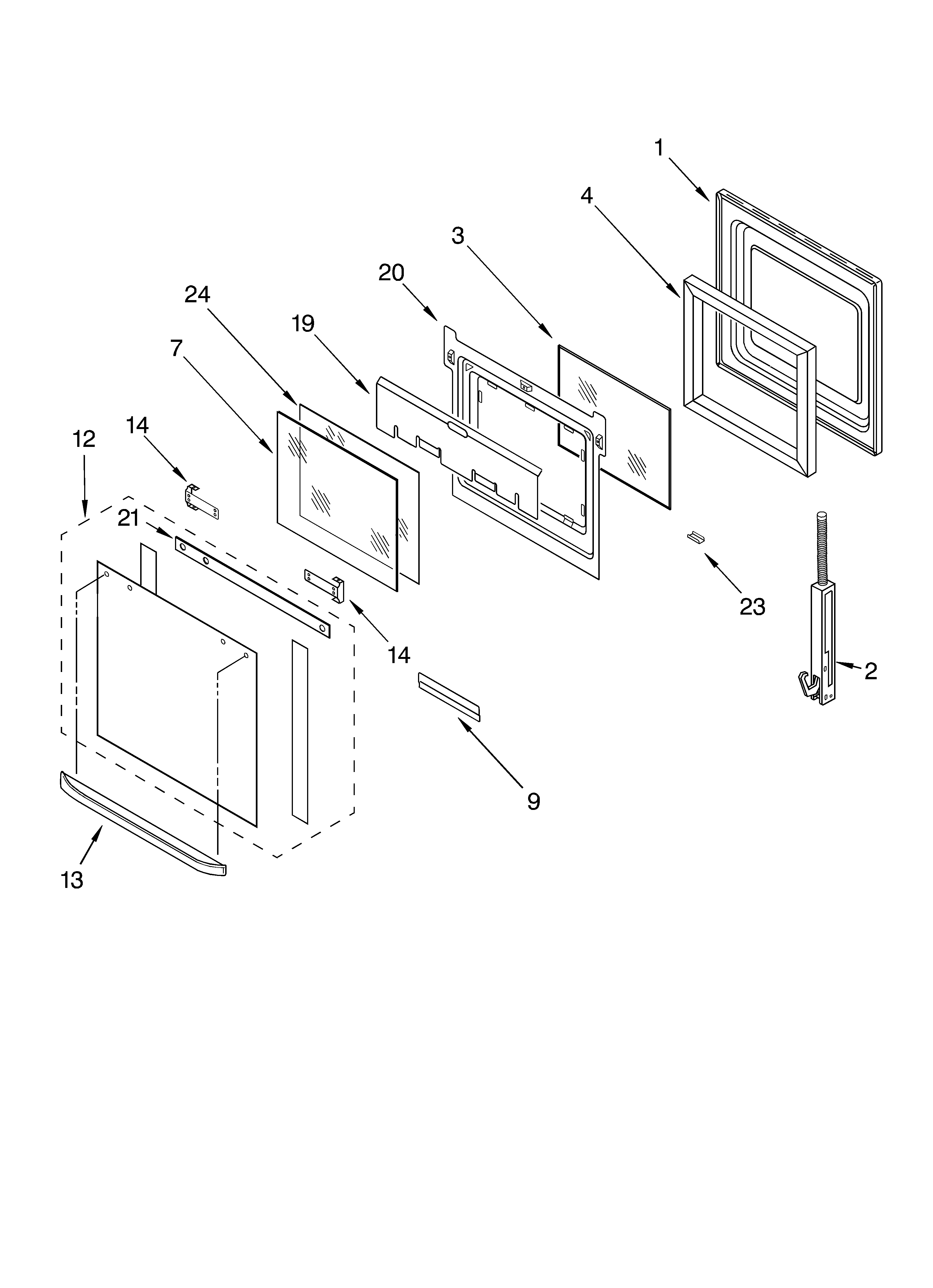 KitchenAid KEBC101KBL0 oven door diagram