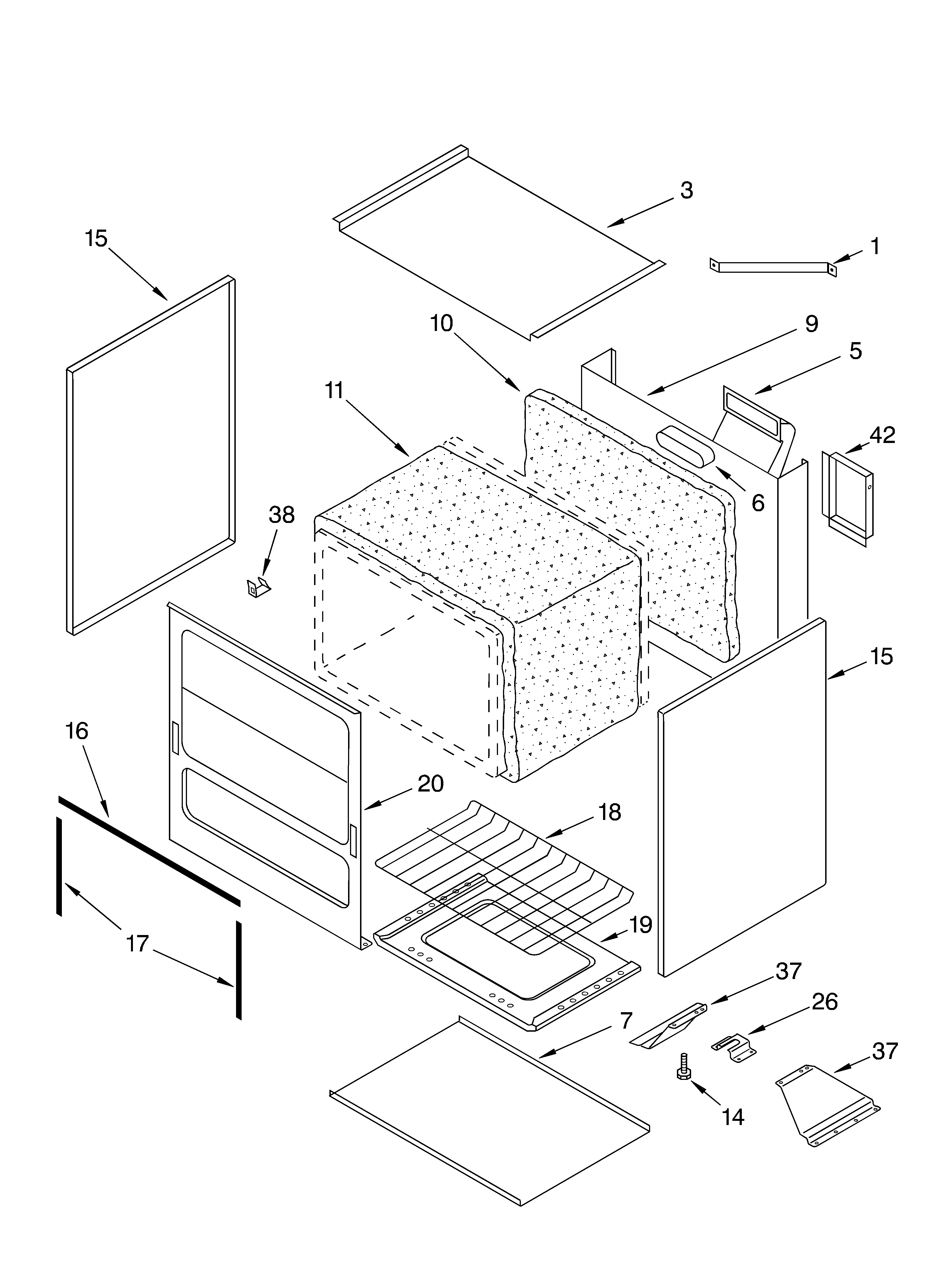 Roper FGP215KN0 oven diagram
