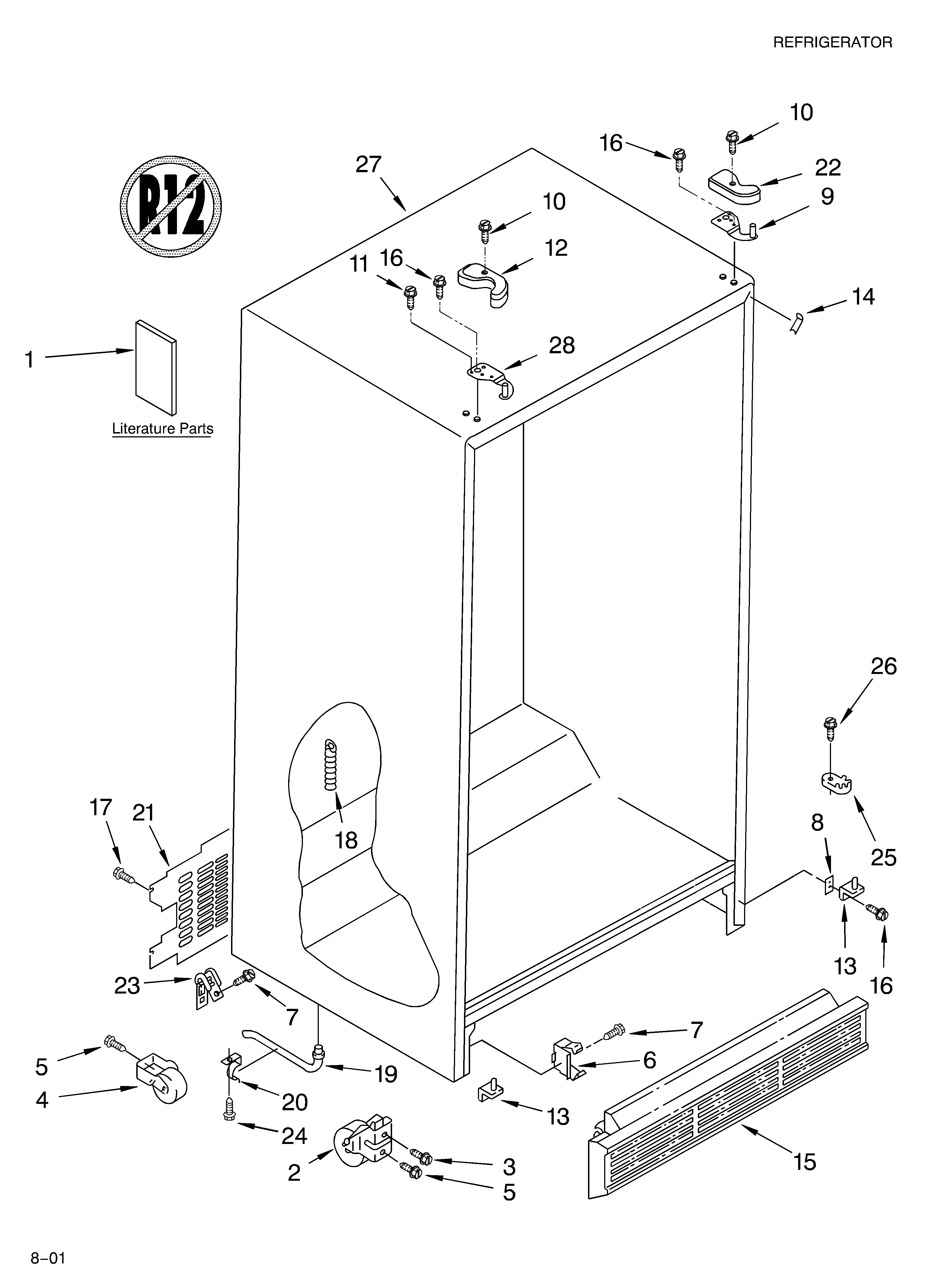 Whirlpool ED2NTQXKT00 cabinet/literature diagram