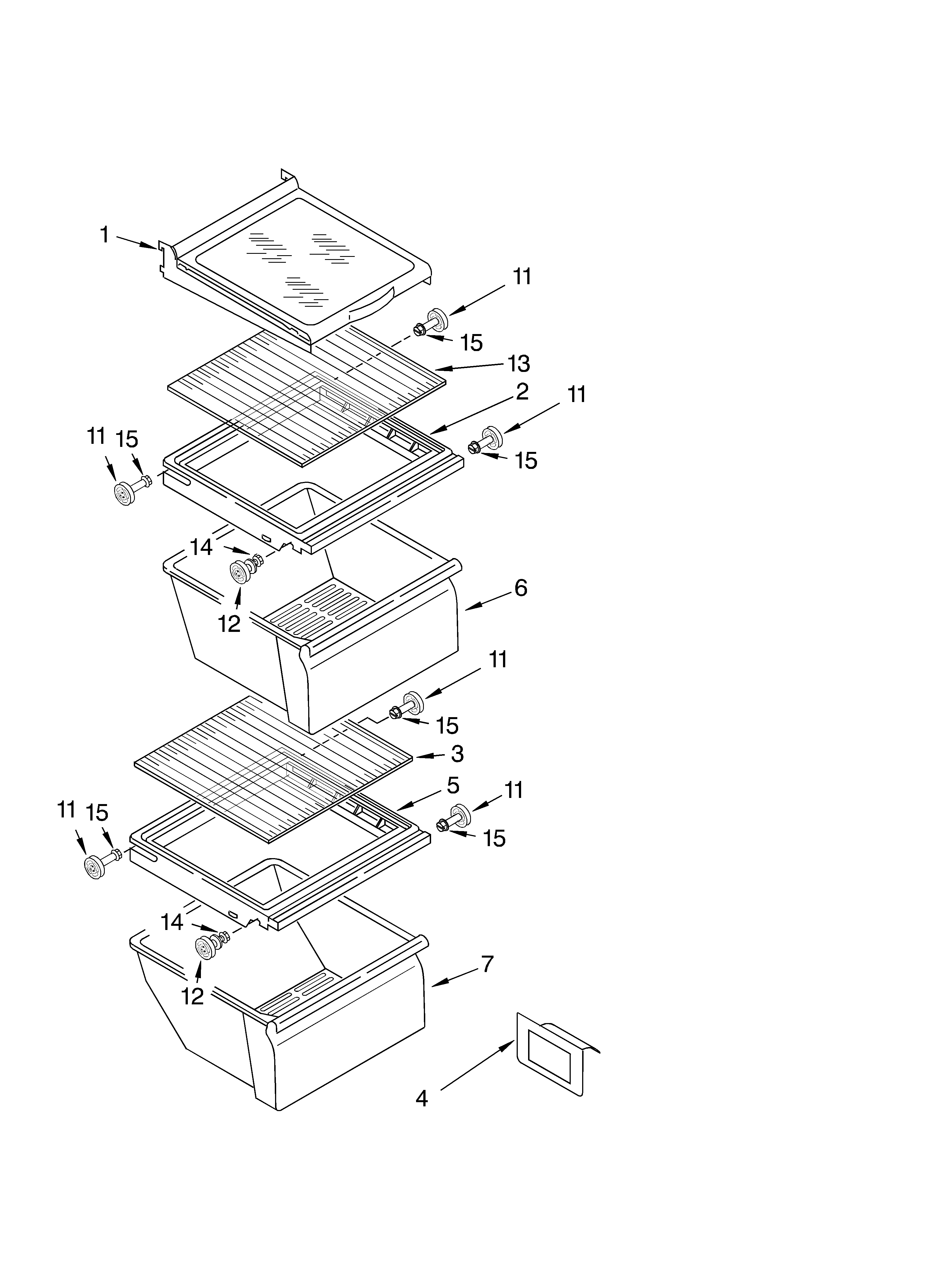 Whirlpool ED2NTQXKT00 refrigerator shelf diagram