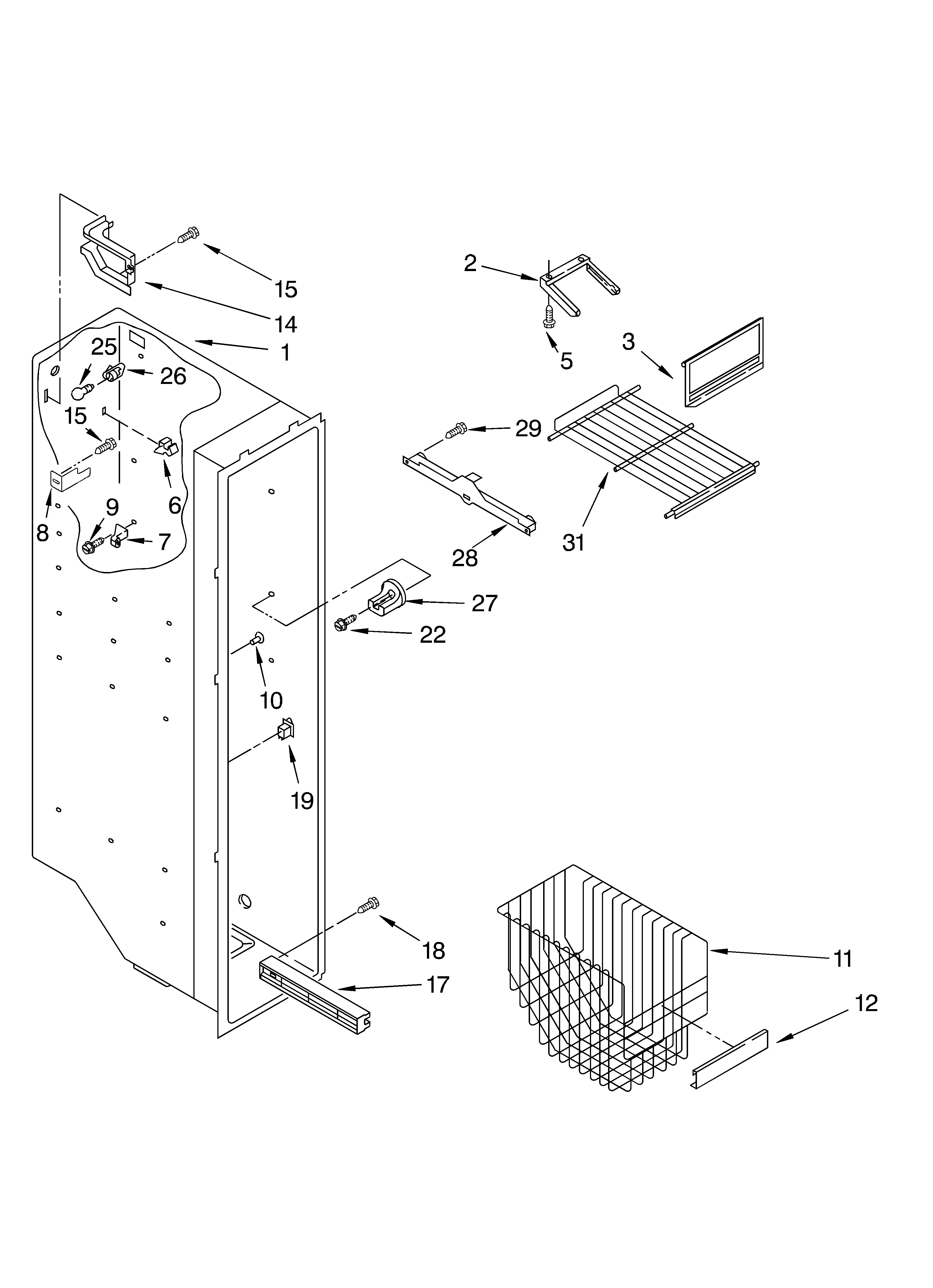 Whirlpool ED2NTQXKT00 freezer liner diagram