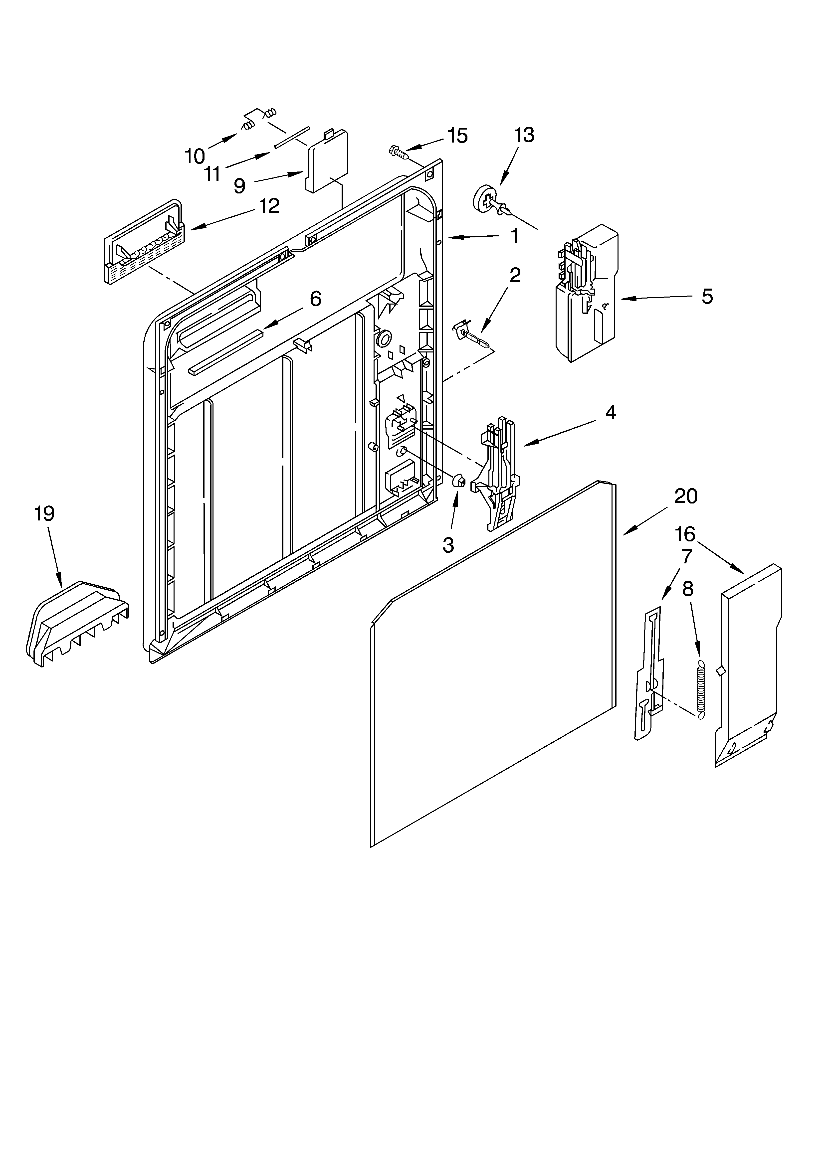Whirlpool DU950PWKQ0 inner door diagram