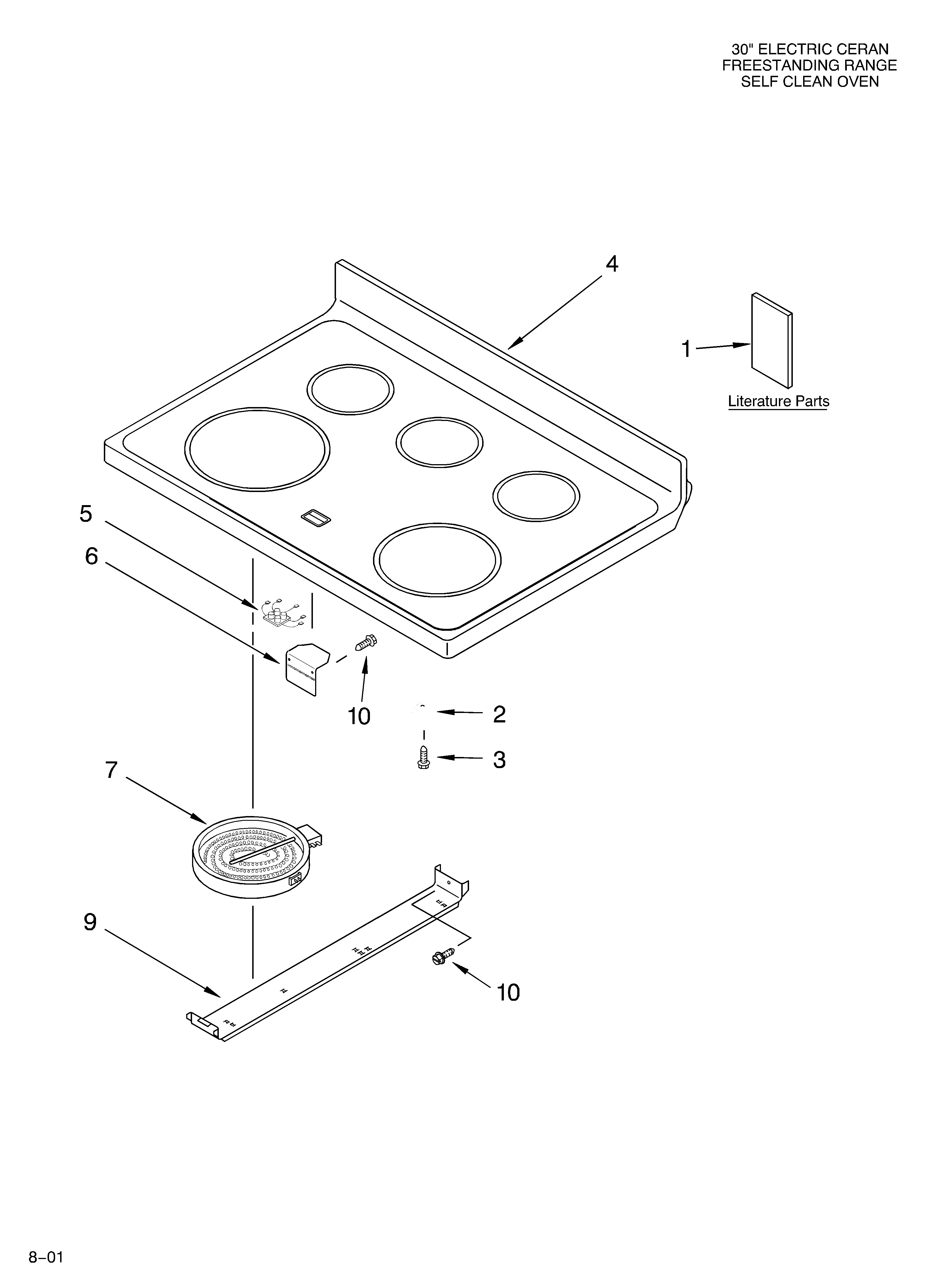 Whirlpool GR460LXKB0 cooktop/literature diagram