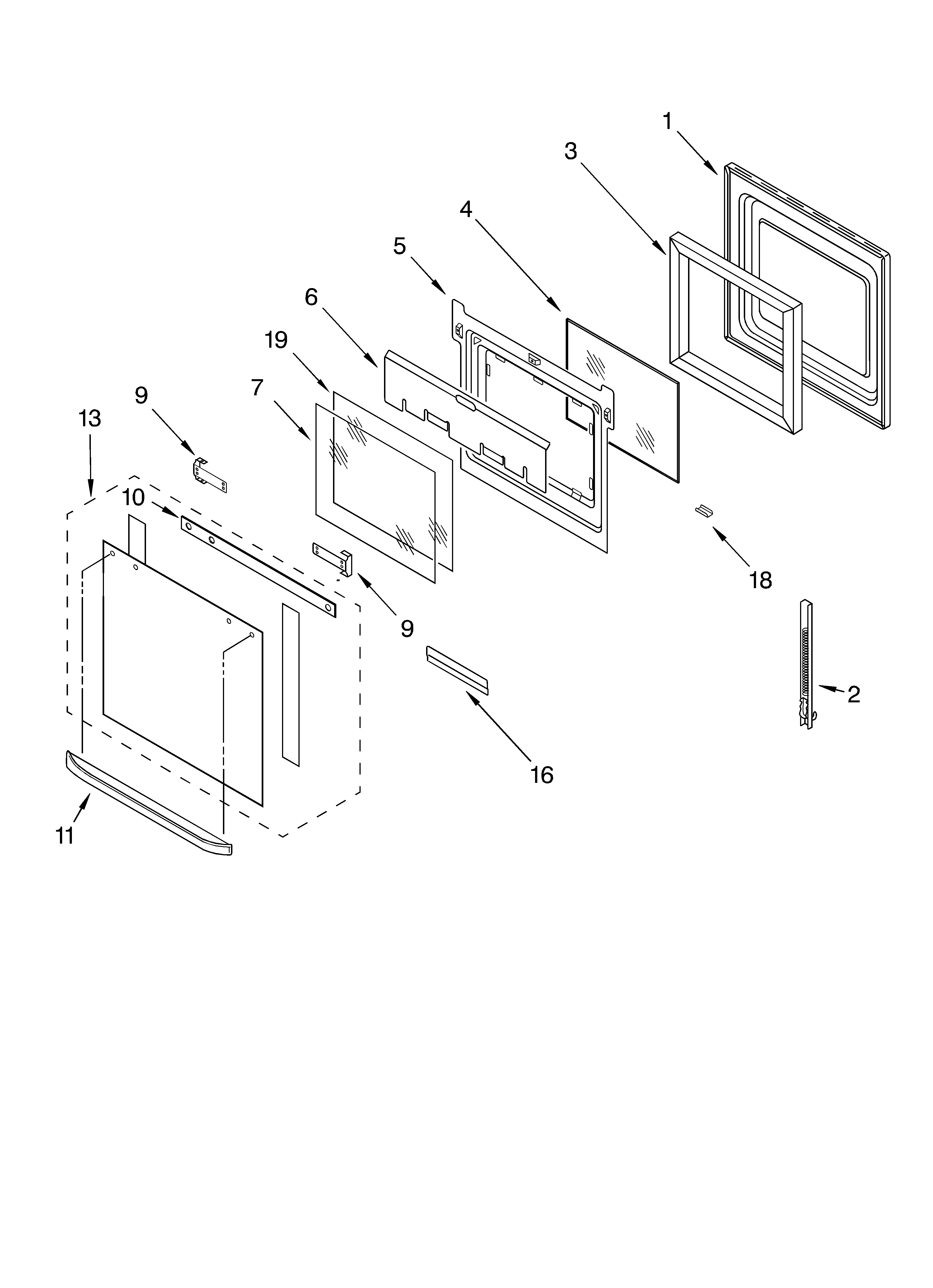 KitchenAid KEBC177KSS0 oven door diagram