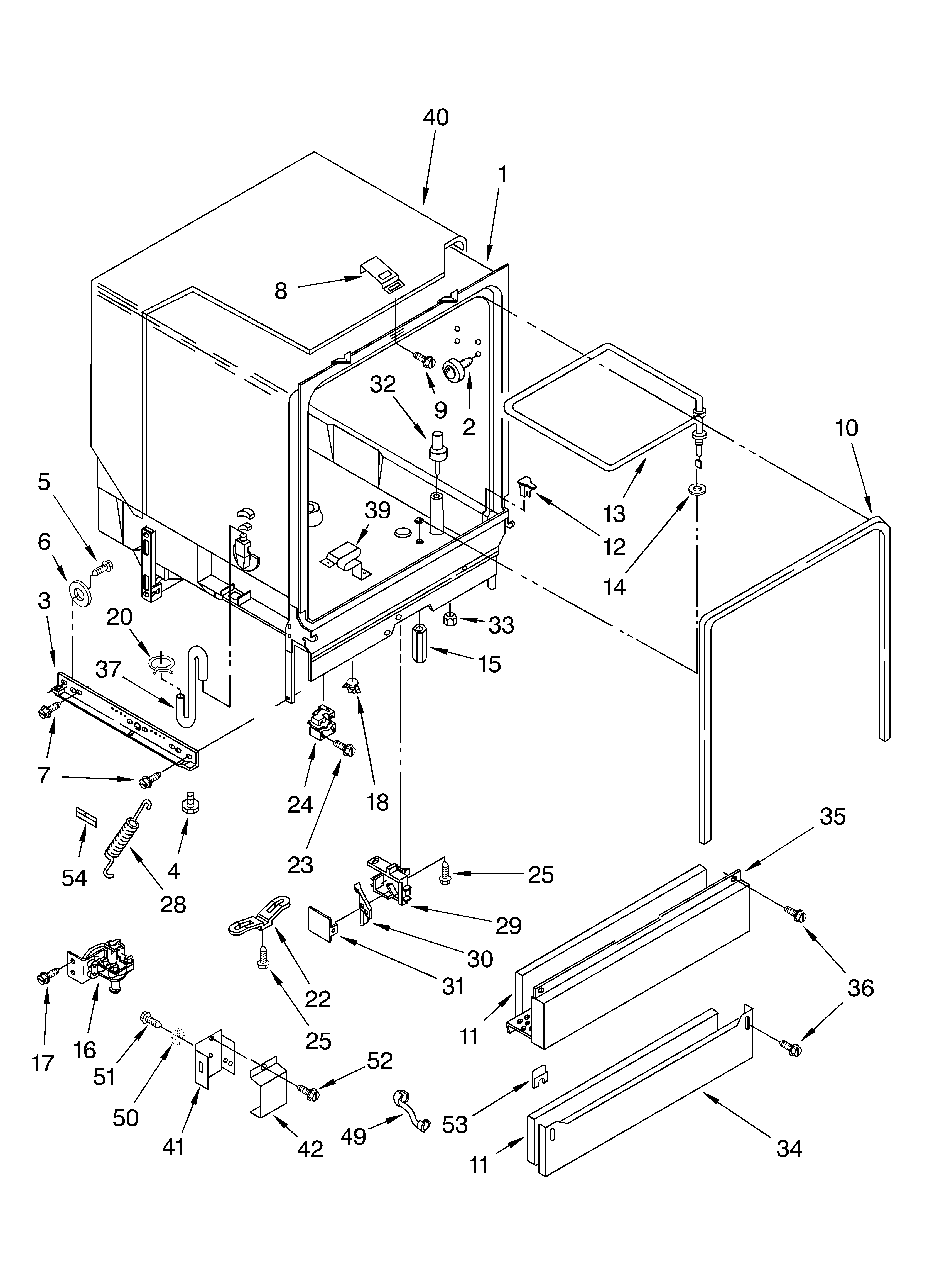 Whirlpool DU910PWKQ0 tub assembly diagram