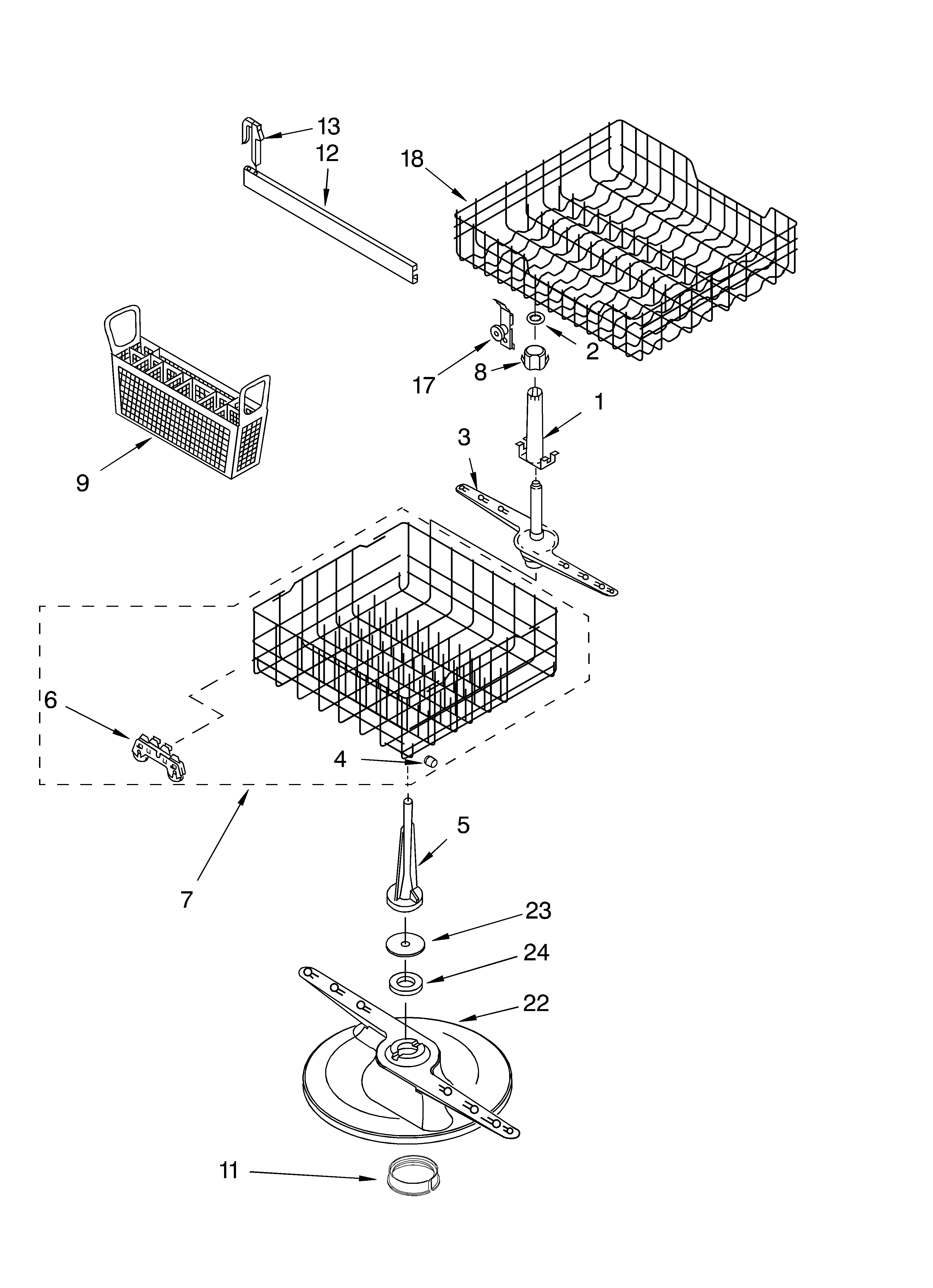 Whirlpool DU910PWKQ0 dishrack diagram