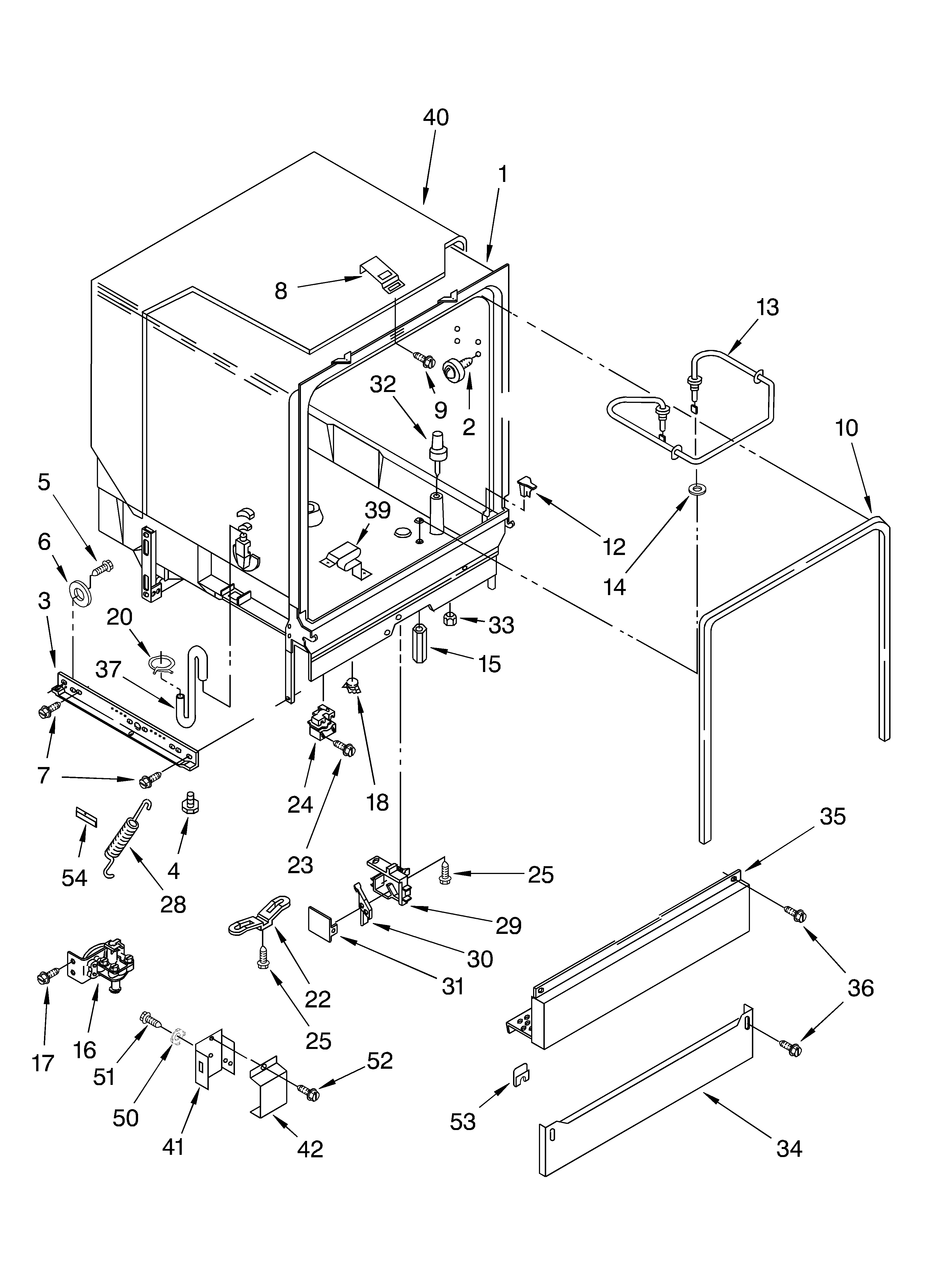 Whirlpool DUL100PKB0 tub assembly diagram