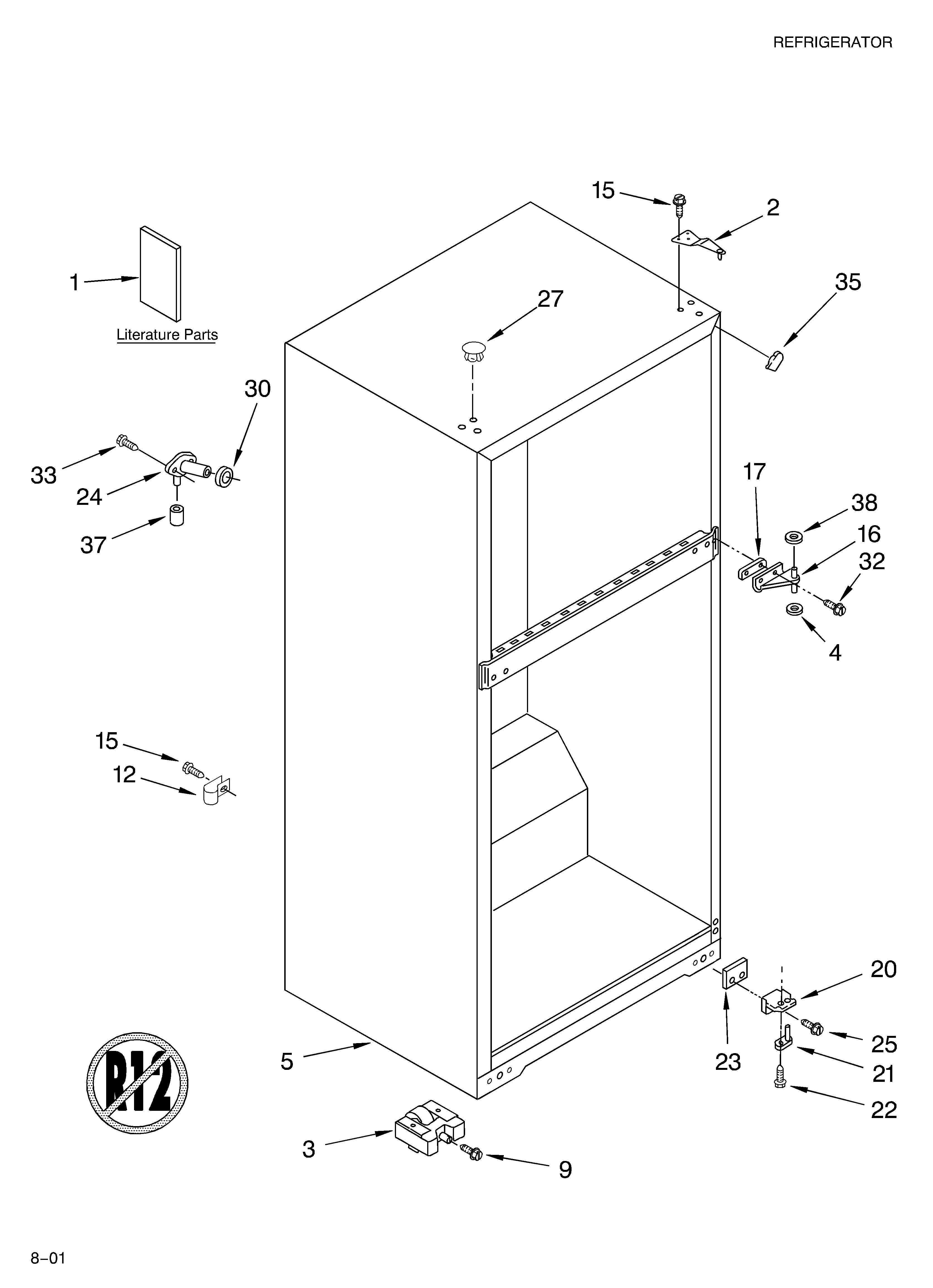Whirlpool ET4WSKYKT00 cabinet/literature diagram