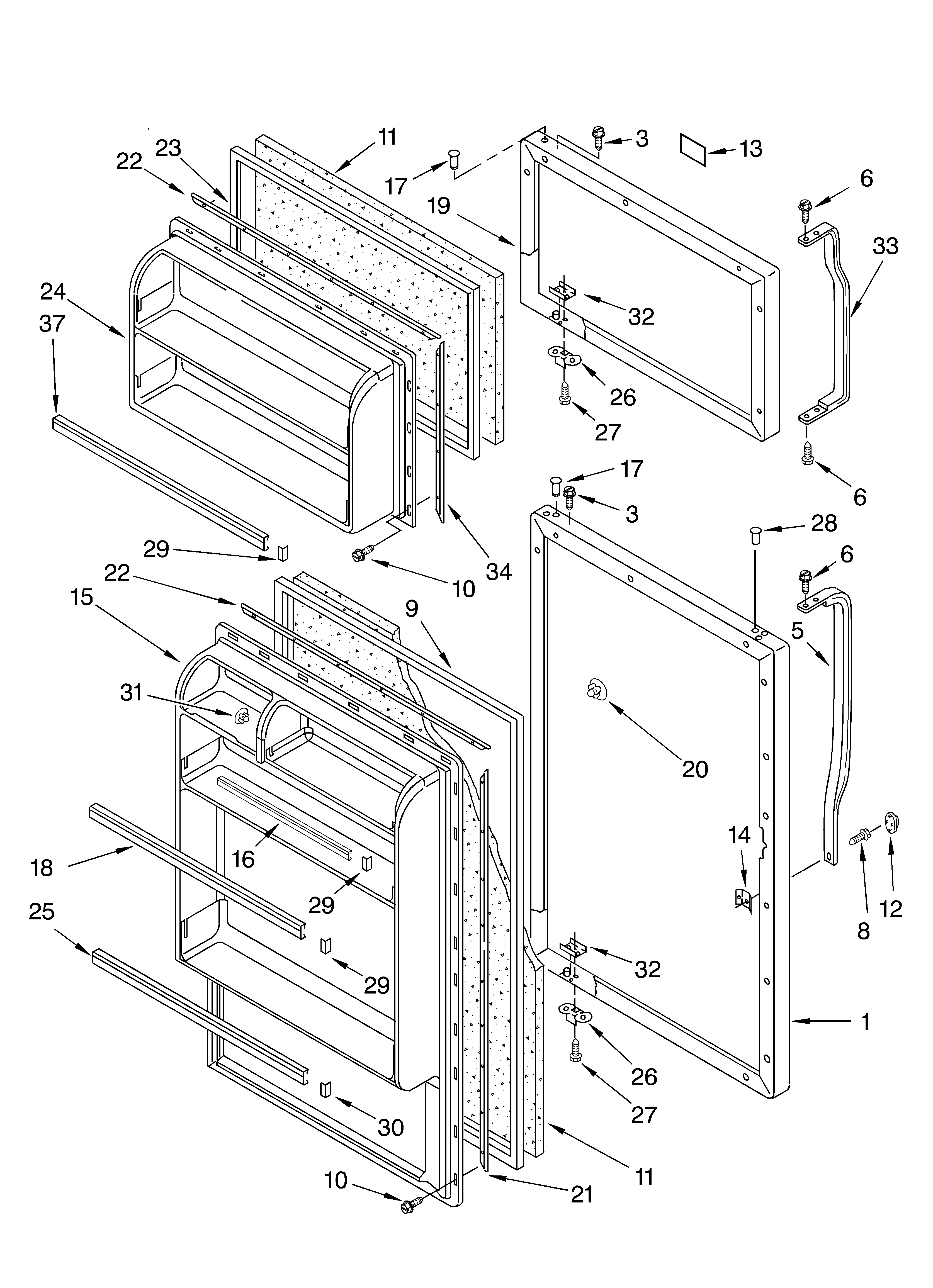 Whirlpool ET4WSKYKT00 door diagram