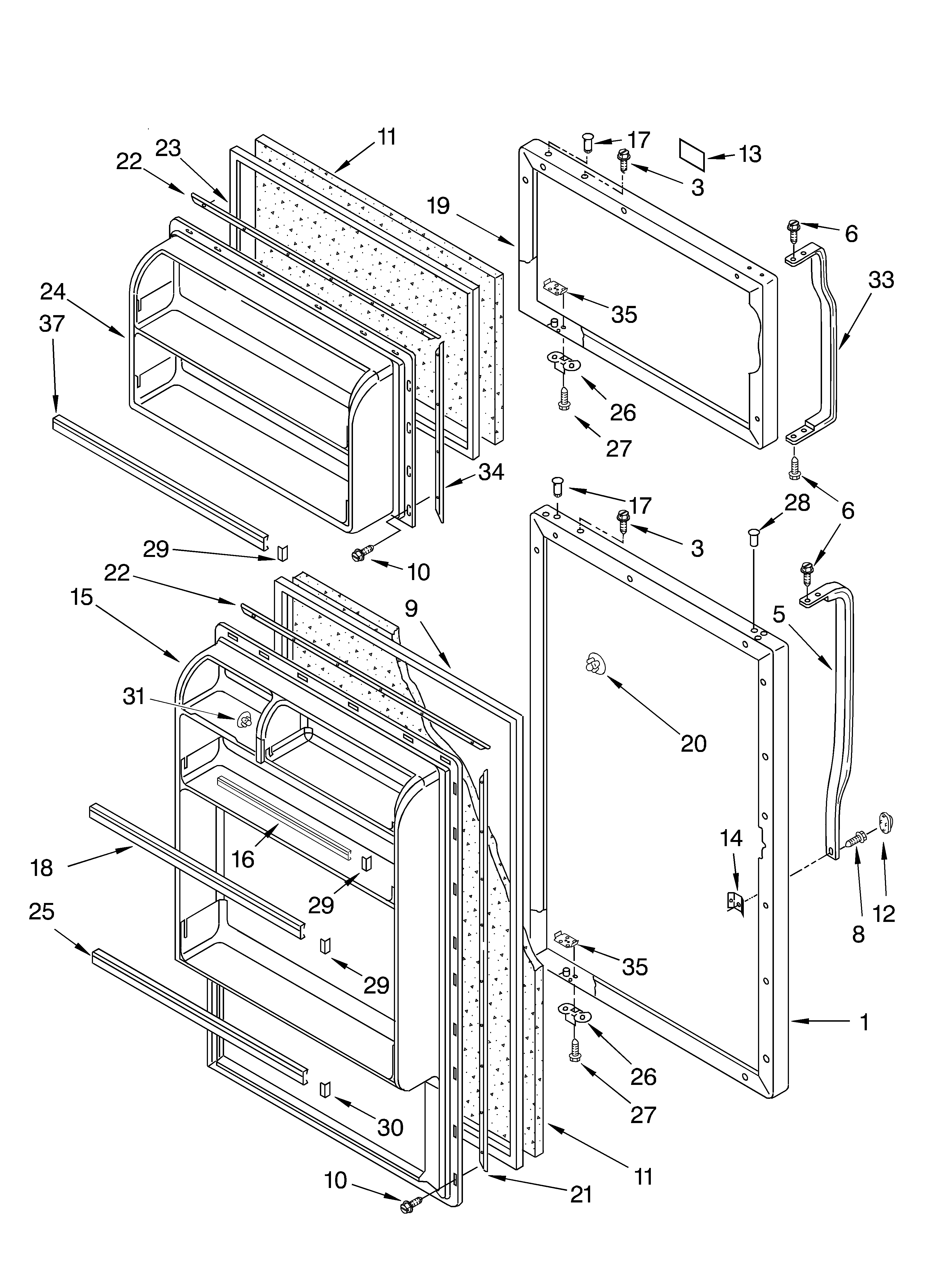 Whirlpool ET6WSMYKQ00 door diagram
