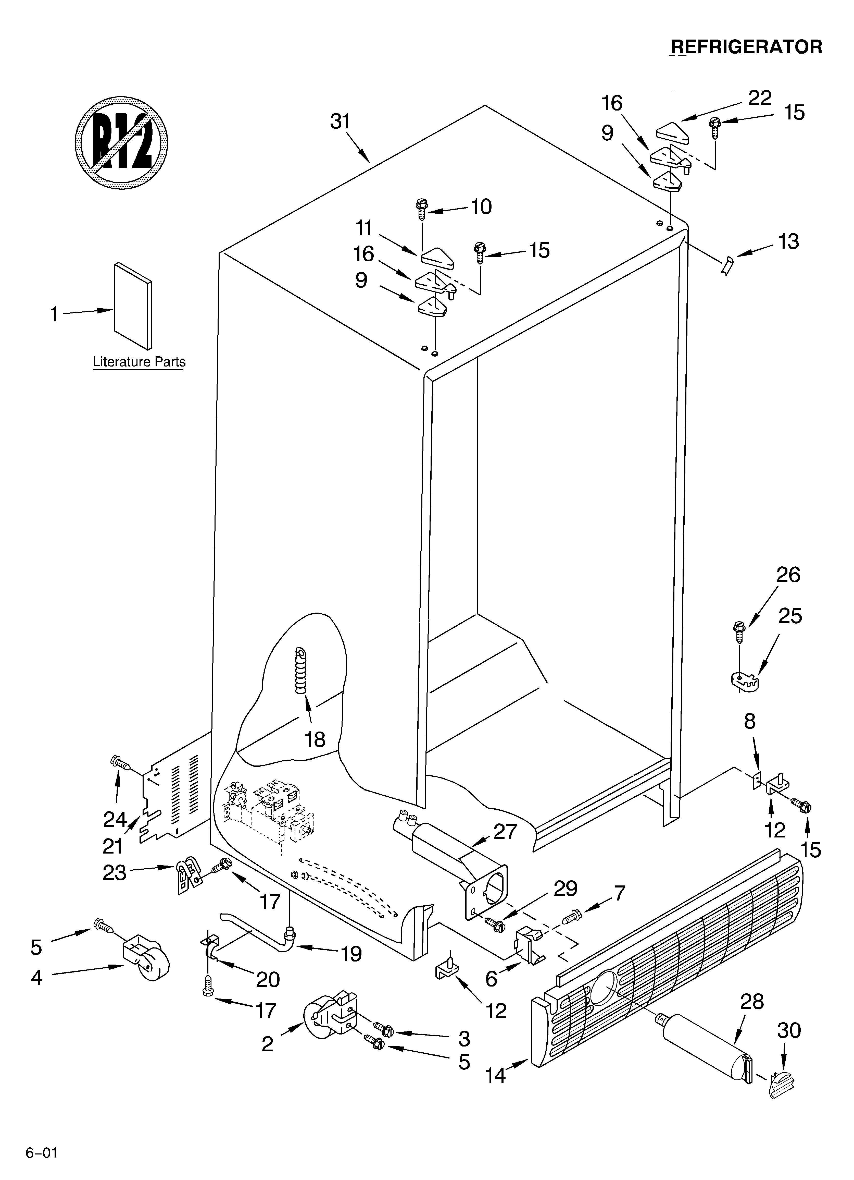 KitchenAid KSRB22FHSS06 cabinet/literature diagram