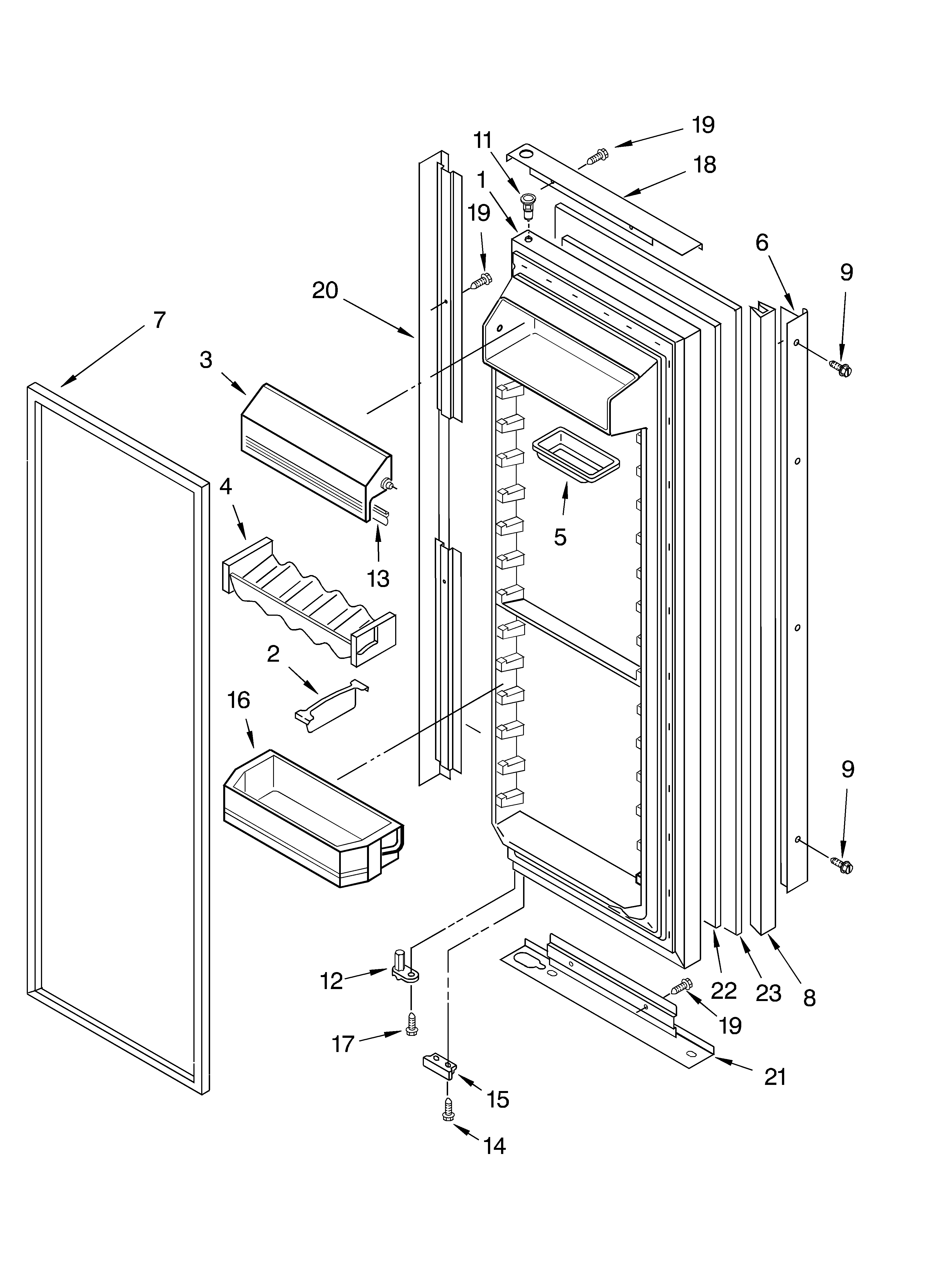 KitchenAid KSRB22FHSS06 refrigerator door diagram