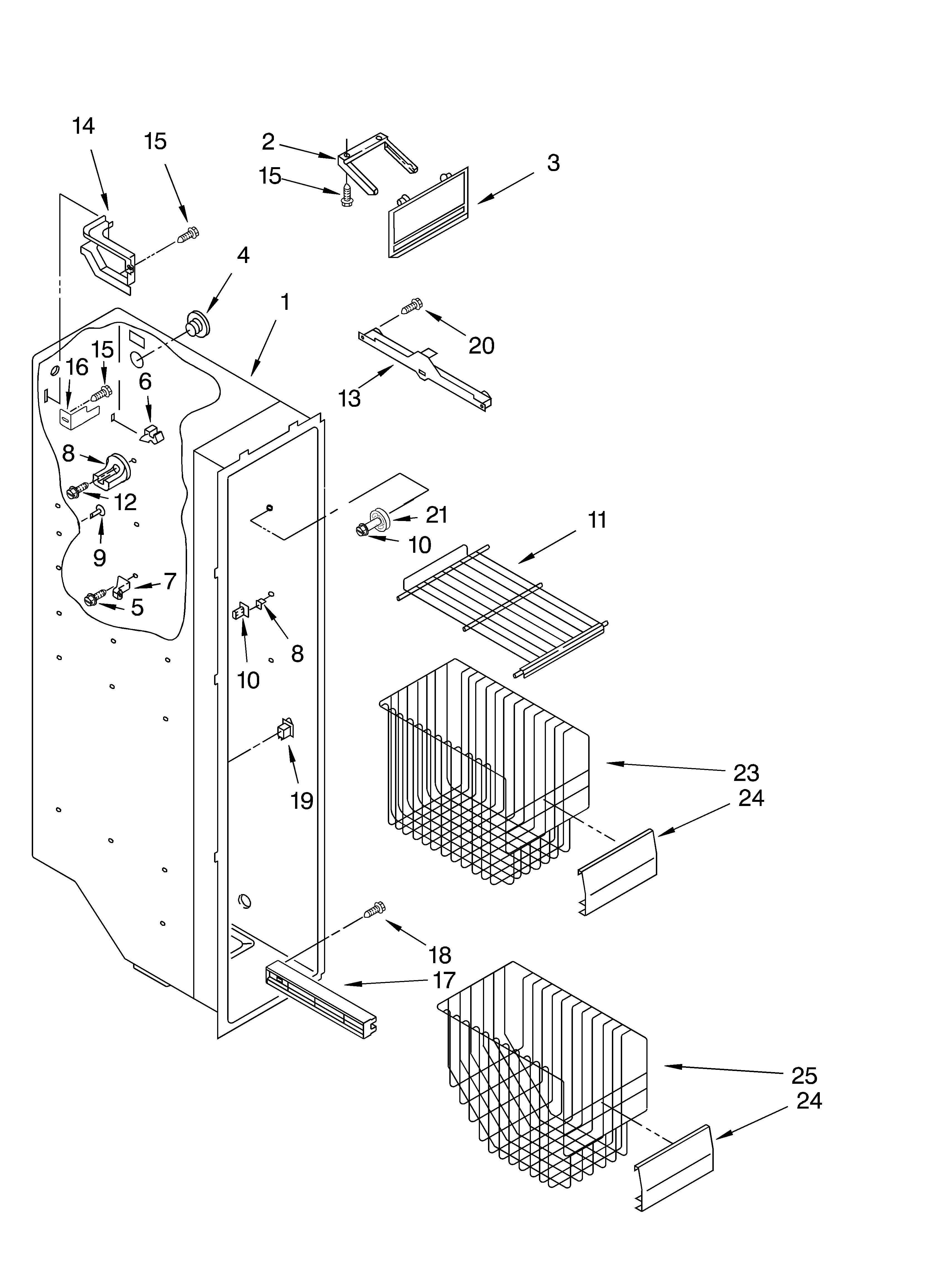 KitchenAid KSRB22FHSS06 freezer liner diagram
