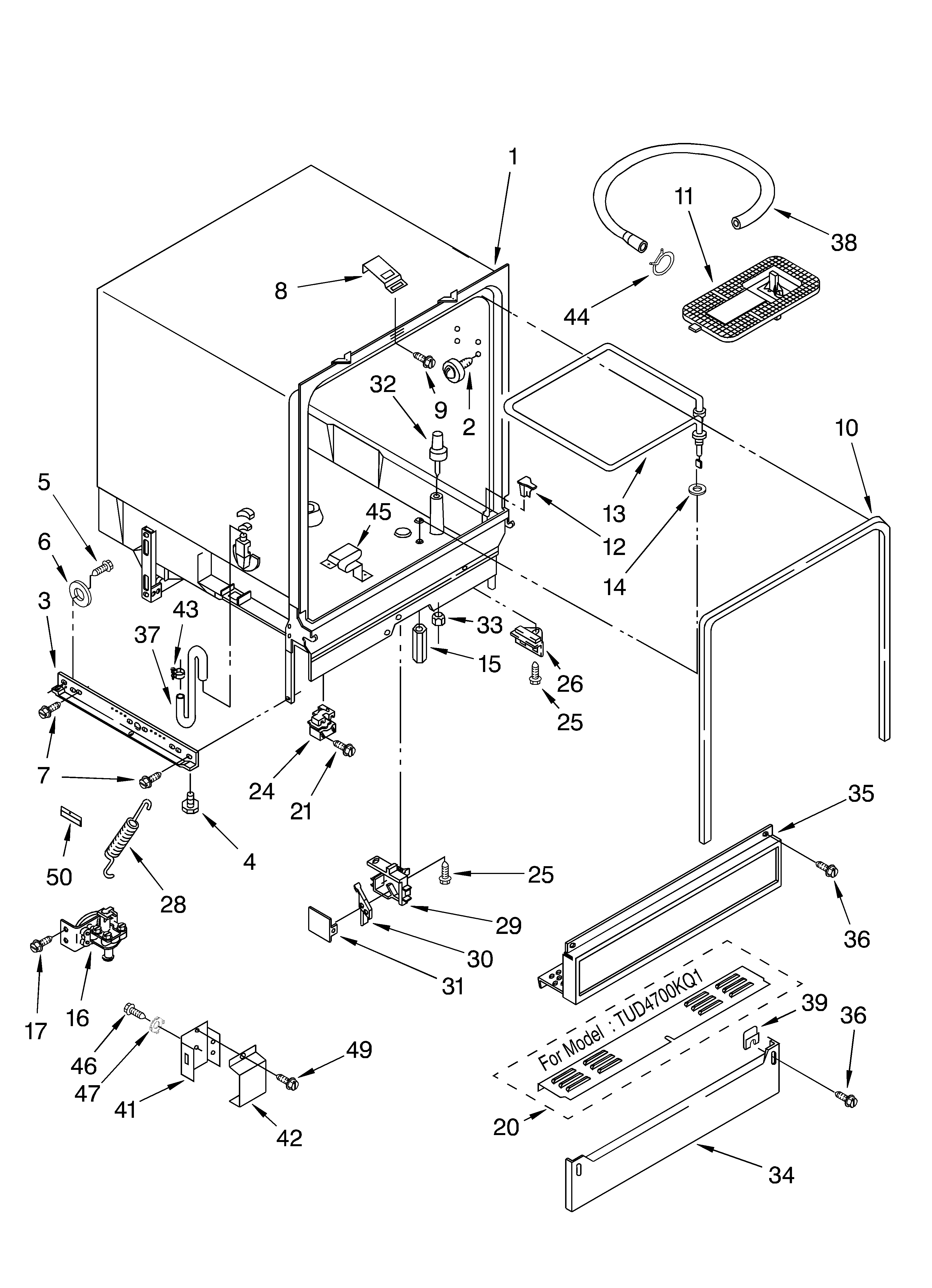 Estate TUD4700KB1 tub assembly diagram