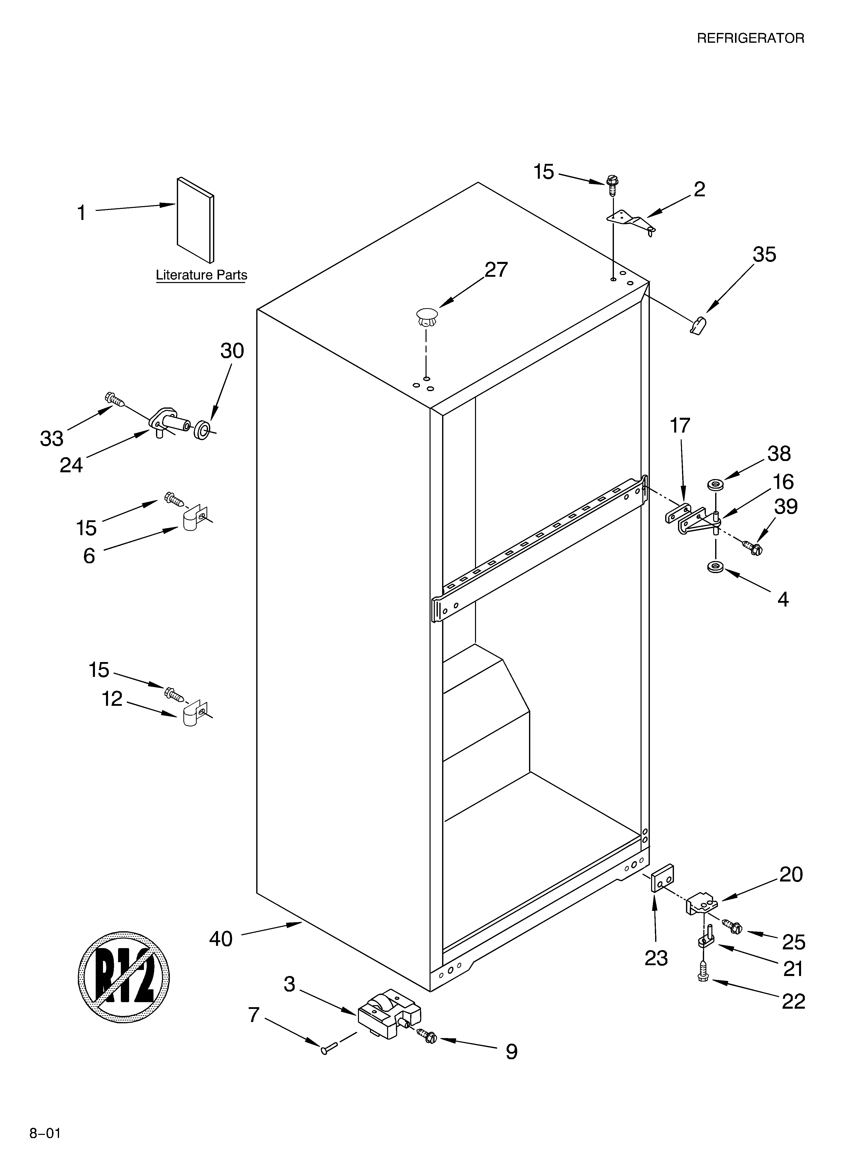 Whirlpool ET4WSMYKZ00 cabinet/literature diagram