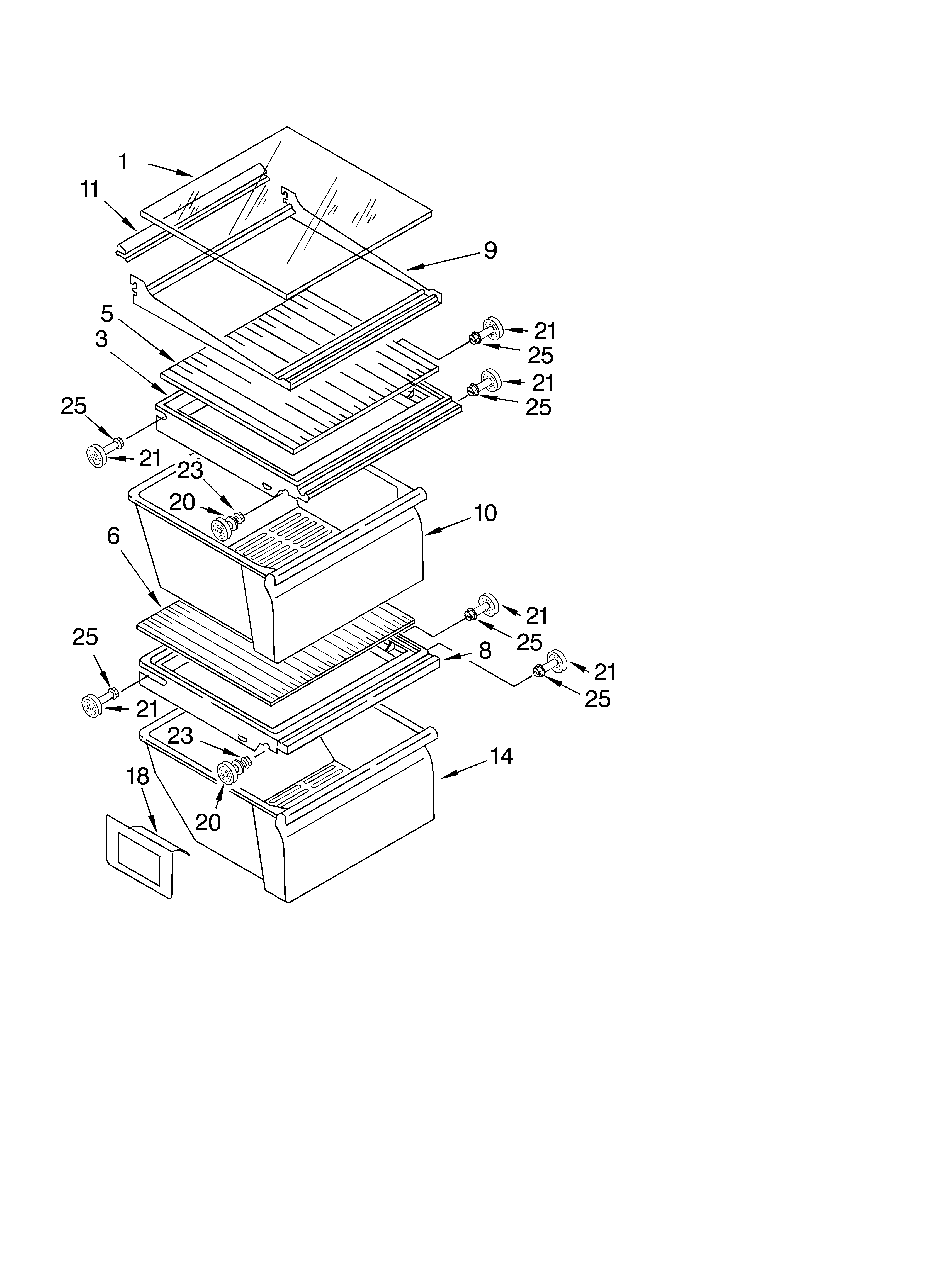 Estate TS22AFXKQ00 refrigerator shelf diagram