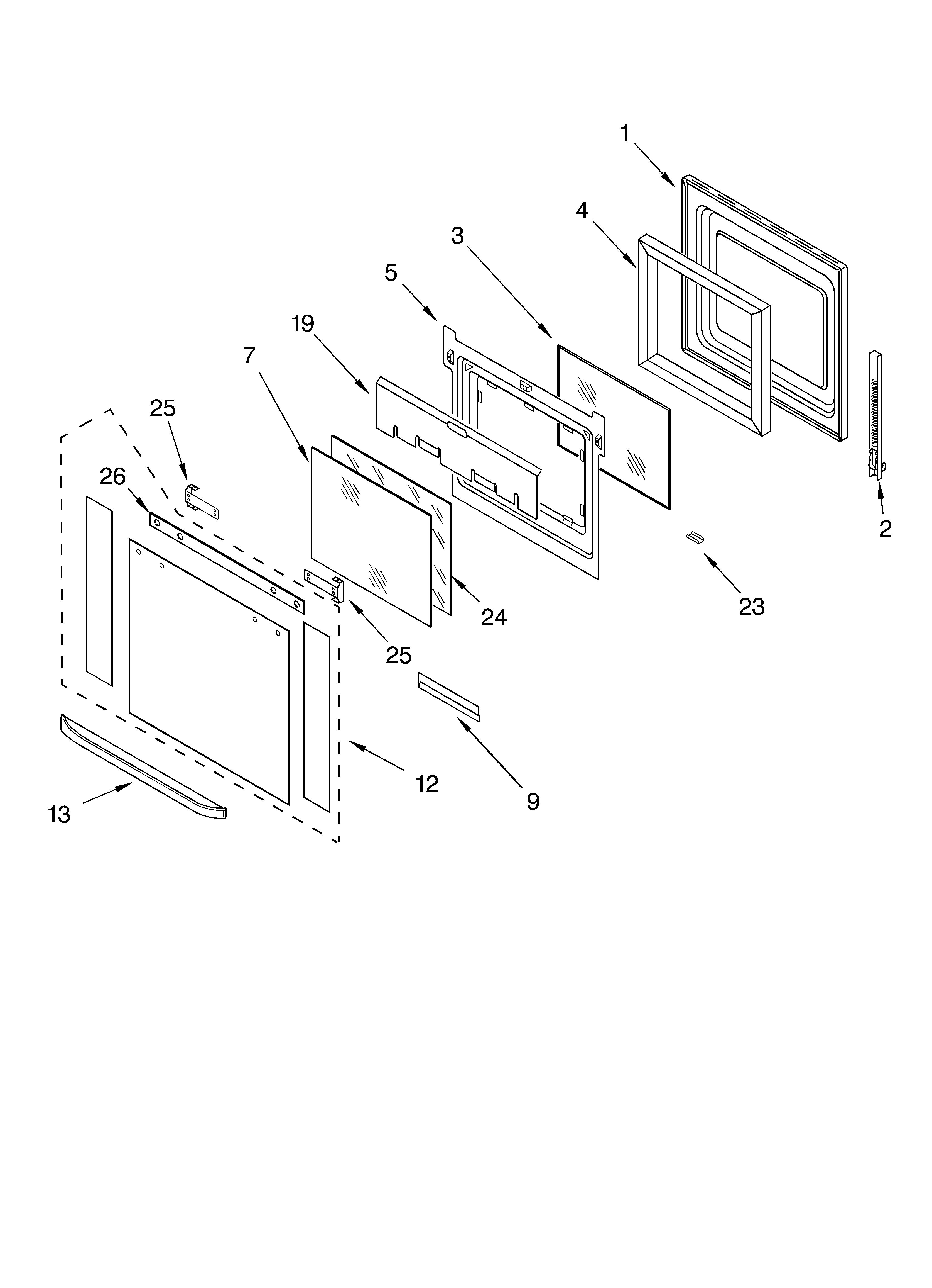 KitchenAid KEBC208KBS0 oven door diagram