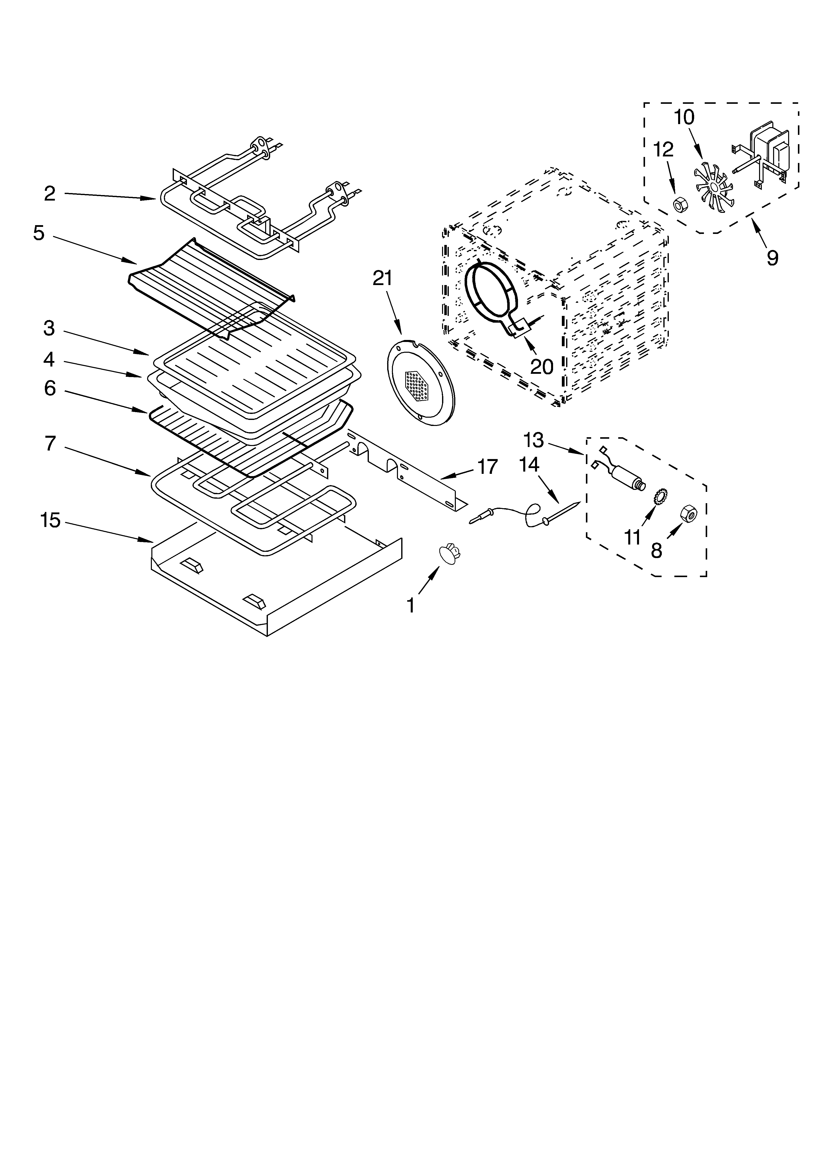 KitchenAid KEBC208KBS0 internal oven diagram