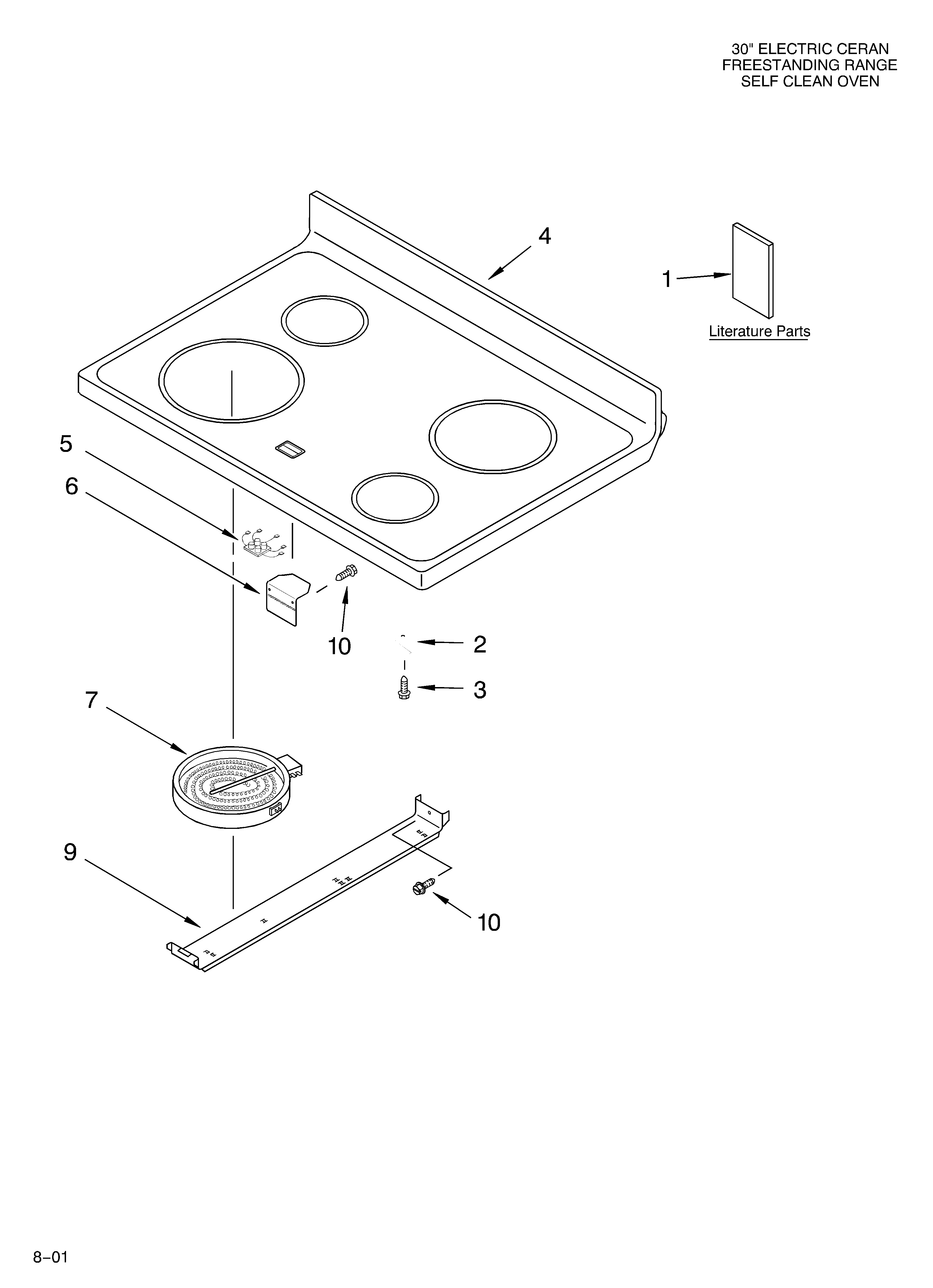 Whirlpool RF378LXKT0 cooktop/literature diagram
