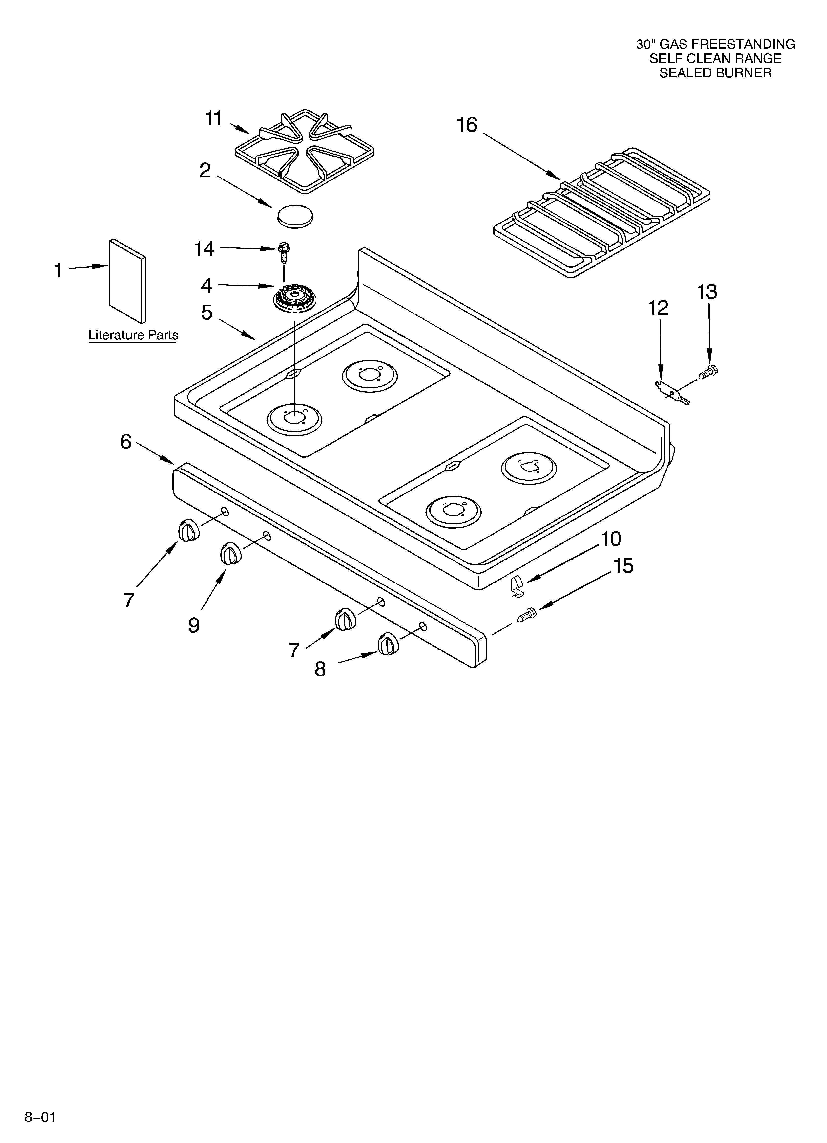 Whirlpool GS460LEKT0 cooktop/literature diagram